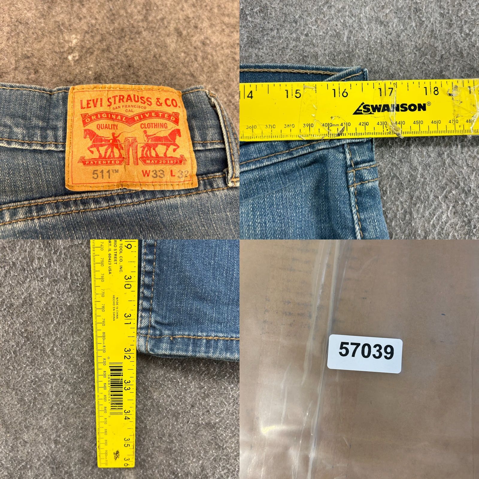 Levi's Levi's 511 Jeans Mens 33x32 Blue Slim Fit Medium Wash Stretch Size US 33 - 8 Thumbnail