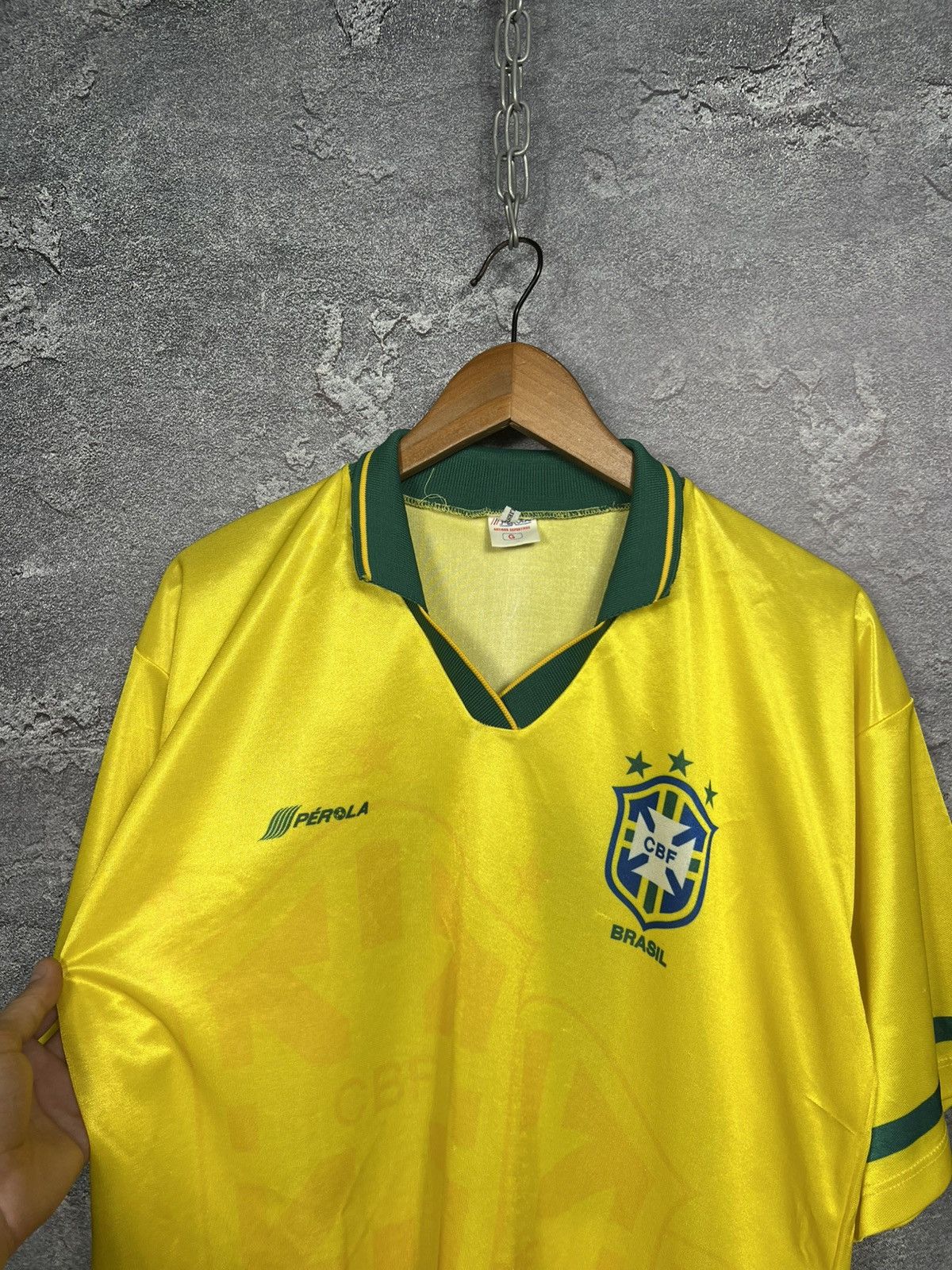 Vintage Vintage 90s Perola Brazil #11 Jersey T-shirt Size US L / EU 52-54 / 3 - 3 Thumbnail