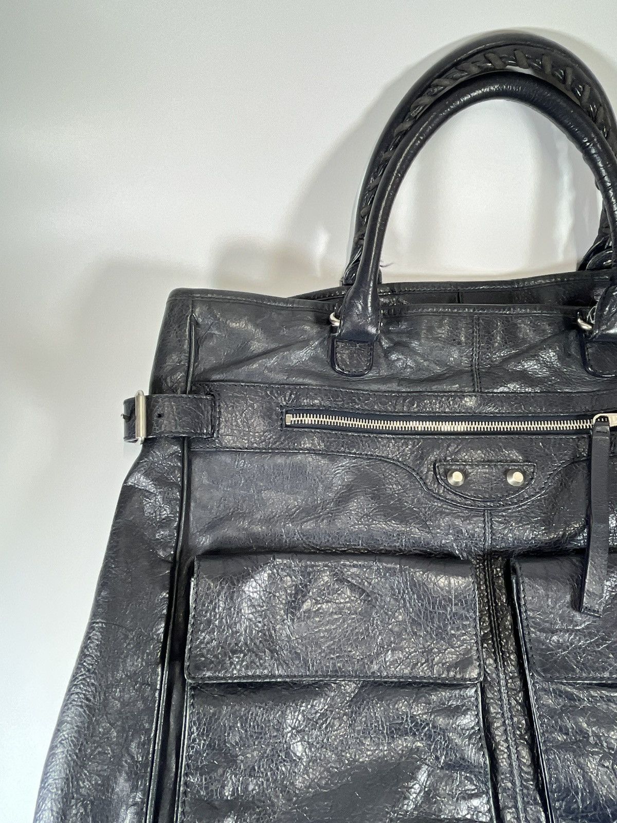 Balenciaga Balenciaga SS12 Archive Cube Leather Tote Black/Dark Navy Size ONE SIZE - 2 Thumbnail