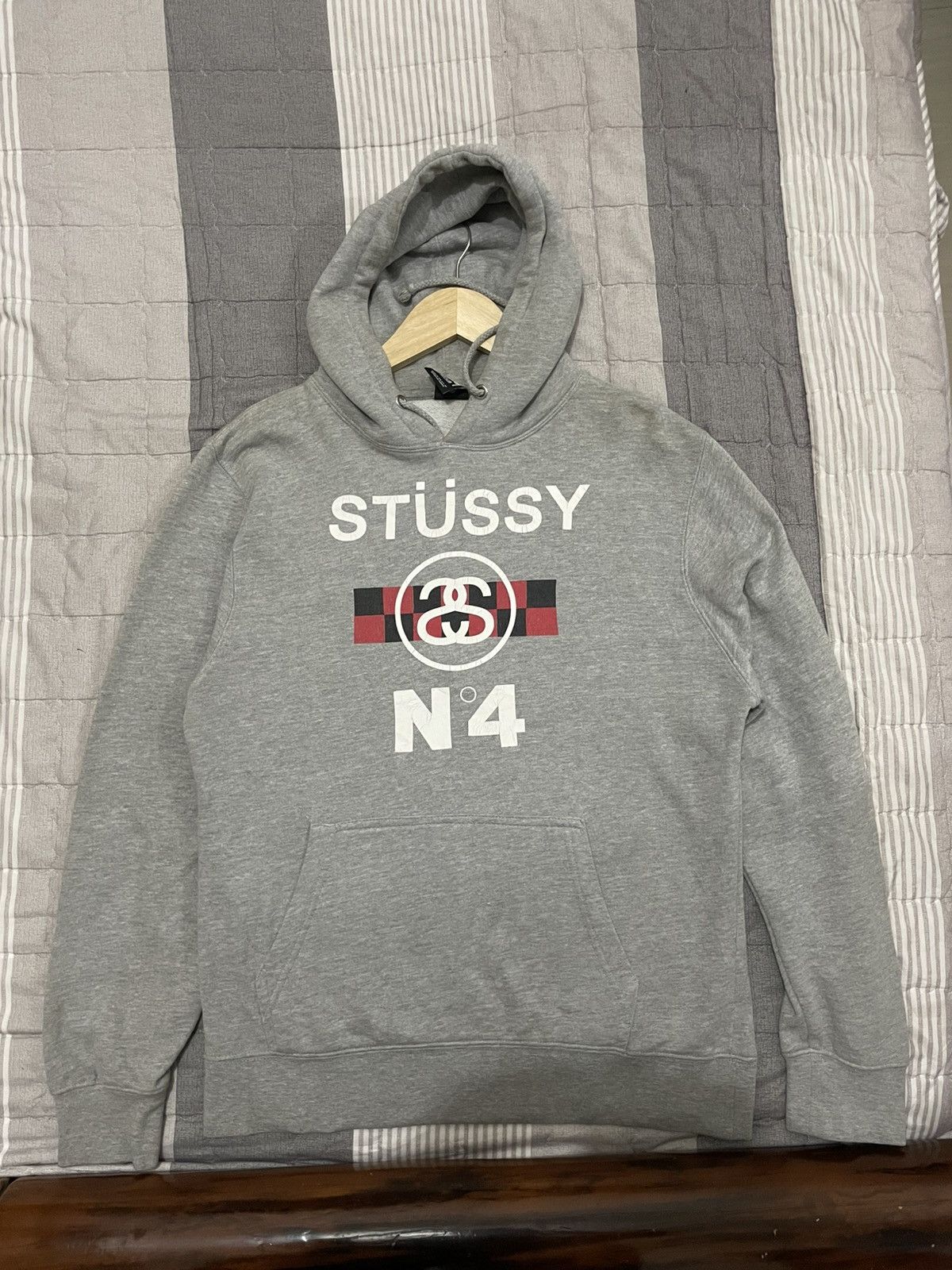 Hoodie Stussy N4 Grey Men's Size Medium Made in US