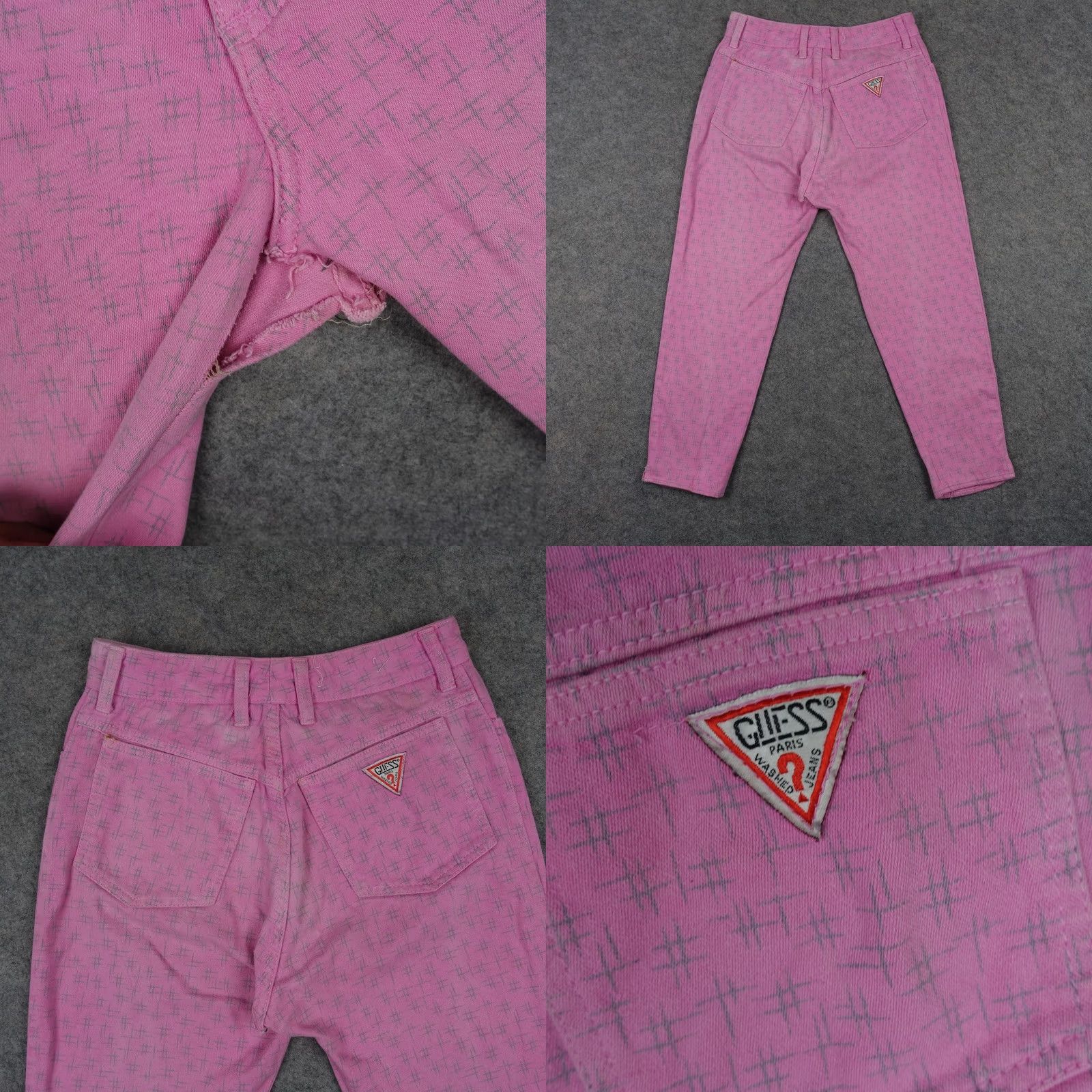 Guess VINTAGE GUESS Jeans Womens 30 Pink High Rise Tapered Made USA 80s Cross Slim Ankle Pockets Size 30" / US 8 / IT 44 - 8 Thumbnail