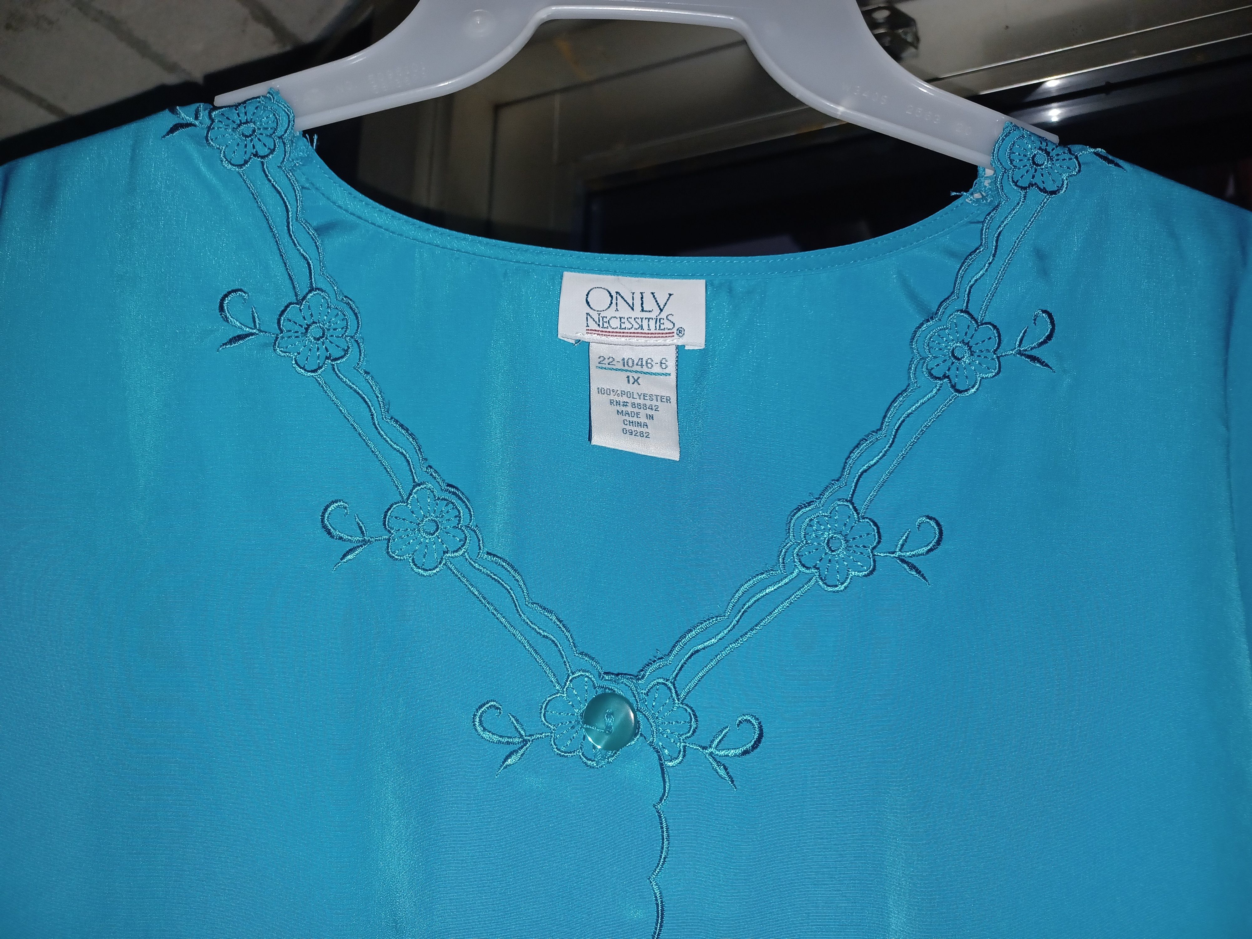 Other Only Necessities Women's Button-Up Blouse 1X Aqua Size XL / US 12-14 / IT 48-50 - 3 Thumbnail