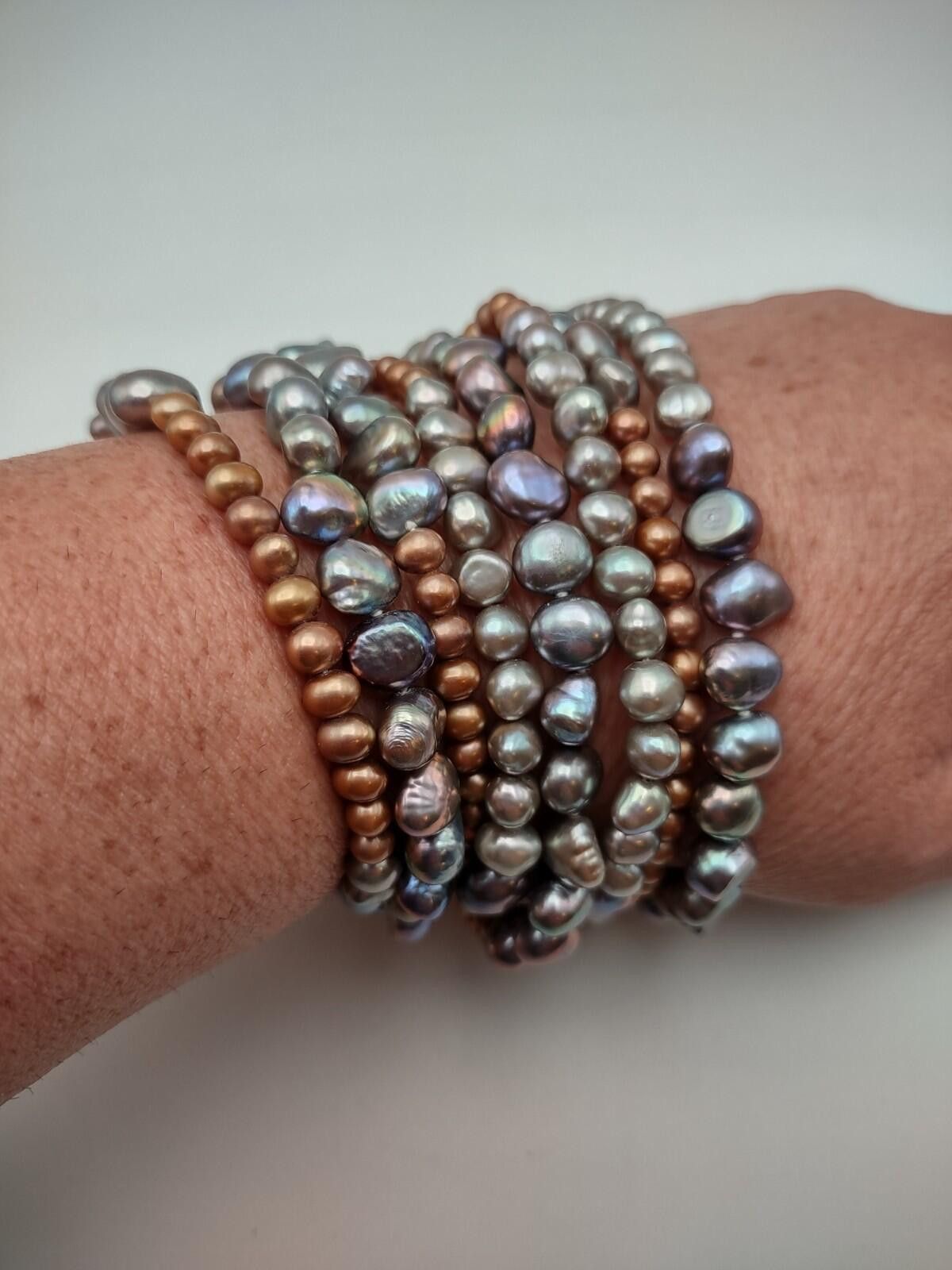 The Unbranded Brand 7-Strand Baroque Freshwater Pearl Bracelet Sterling 925 Size ONE SIZE - 1 Thumbnail