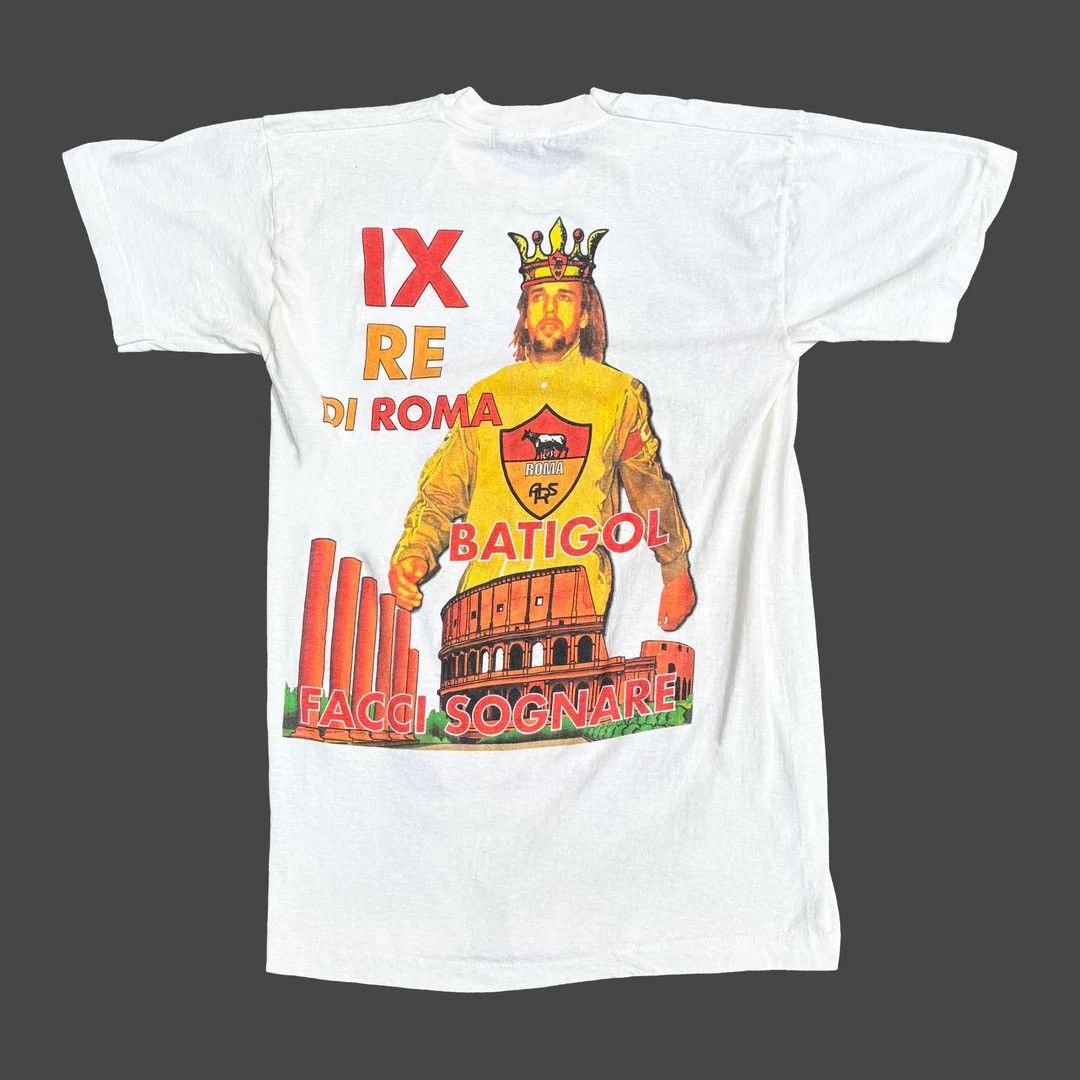 Vintage Gabriel Batistuta 1990 90s Vintage AS Roma Football T-Shirt Size US M / EU 48-50 / 2 - 2 Thumbnail