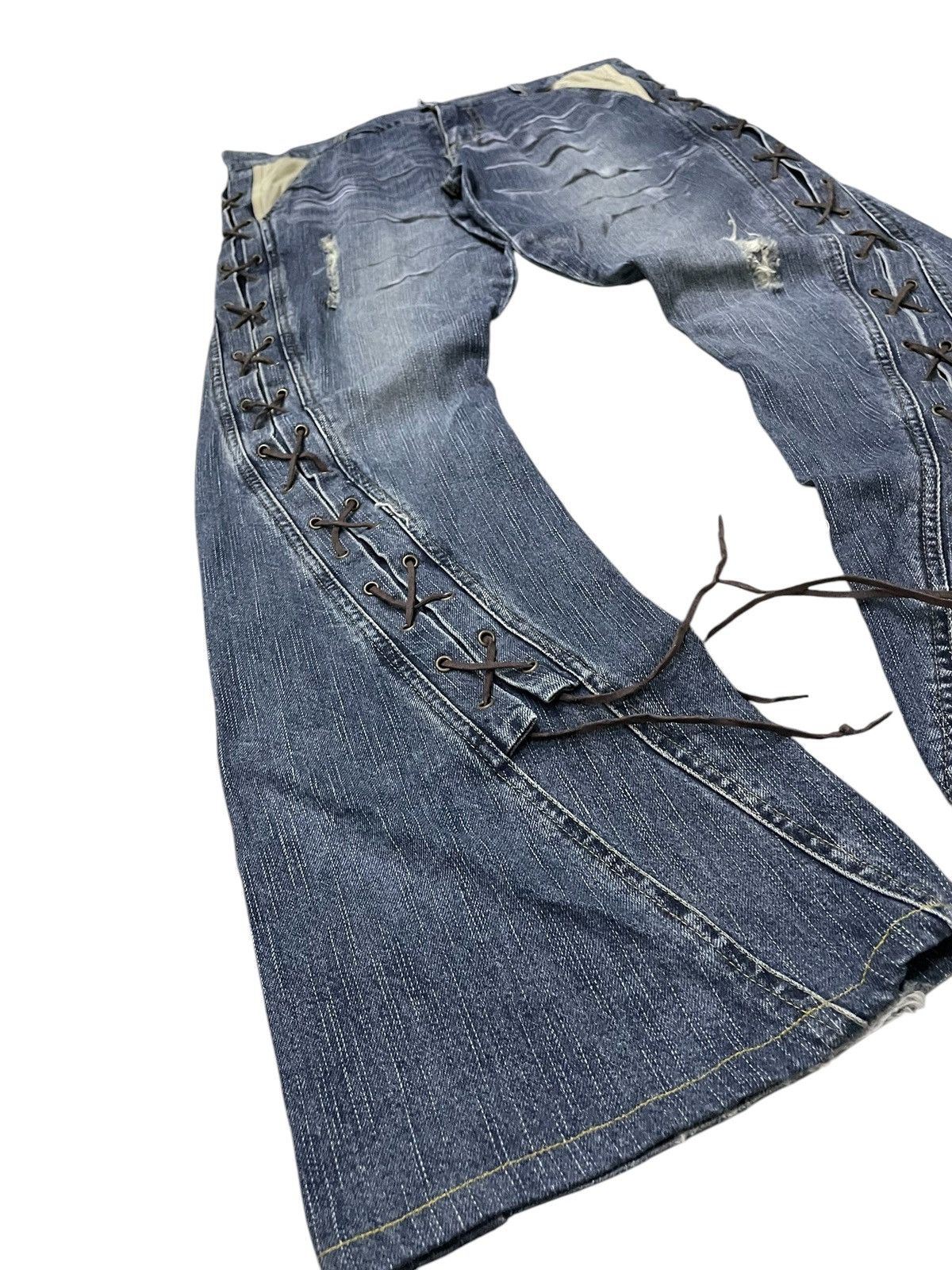 Japanese Brand × Tornado Mart How Hard Jan 40 Paneled Spiral Laces Up Flare Jeans Size US 32 / EU 48 - 13 Thumbnail