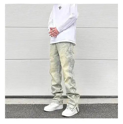 Designer × Japanese Brand Washed Jeans Zipper Split Straight Size US 30 / EU 46 - 1 Thumbnail