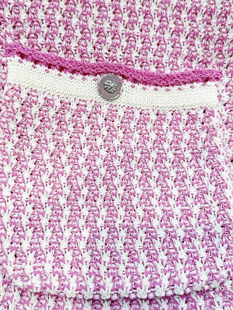 Chanel Chanel 22P pink and white long-sleeved knitted cardigan co Size XS / US 0-2 / IT 36-38 - 3 Thumbnail
