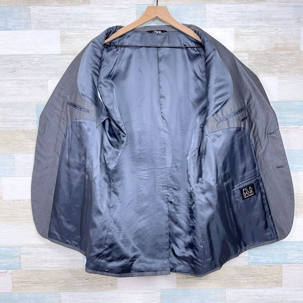Jos. A. Bank Jos A Bank Wool Sharkskin Suit Gray Mens 43L Jacket 37L Size 42L - 5 Thumbnail