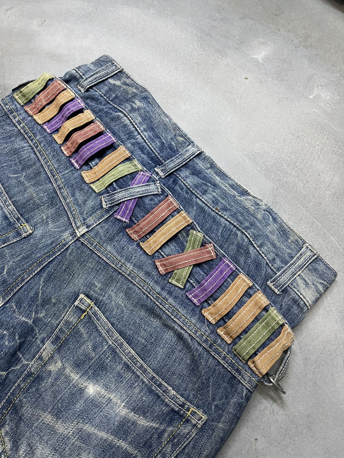 If Six Was Nine Japan NYLAUS Double Waist Honeycomb Punk Style Short Denim Size US 33 - 13 Thumbnail