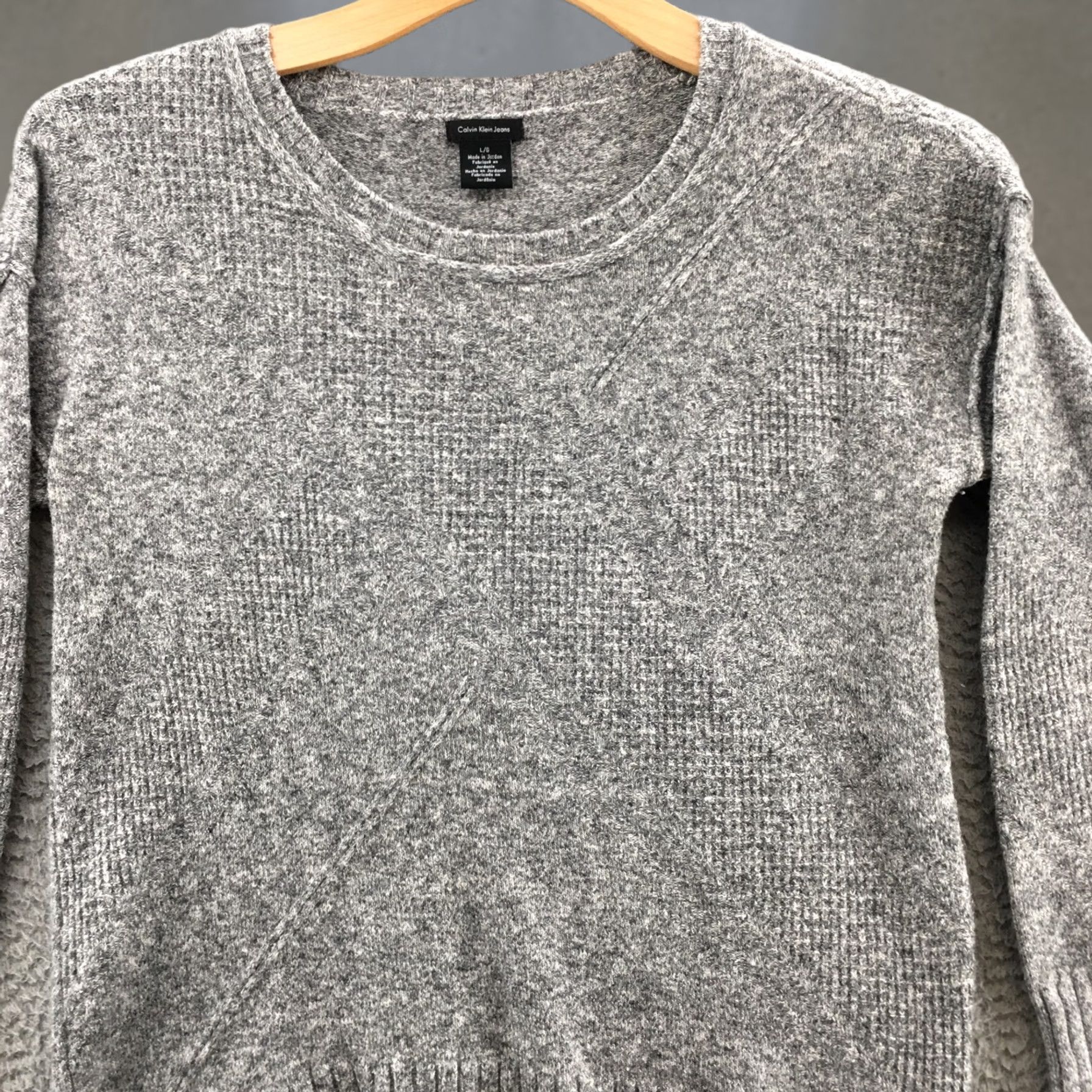Calvin Klein Calvin Klein Sweater Pullover Womens L Gray Long Sleeve Casual Round Neck Knit Size L / US 10 / IT 46 - 1 Thumbnail