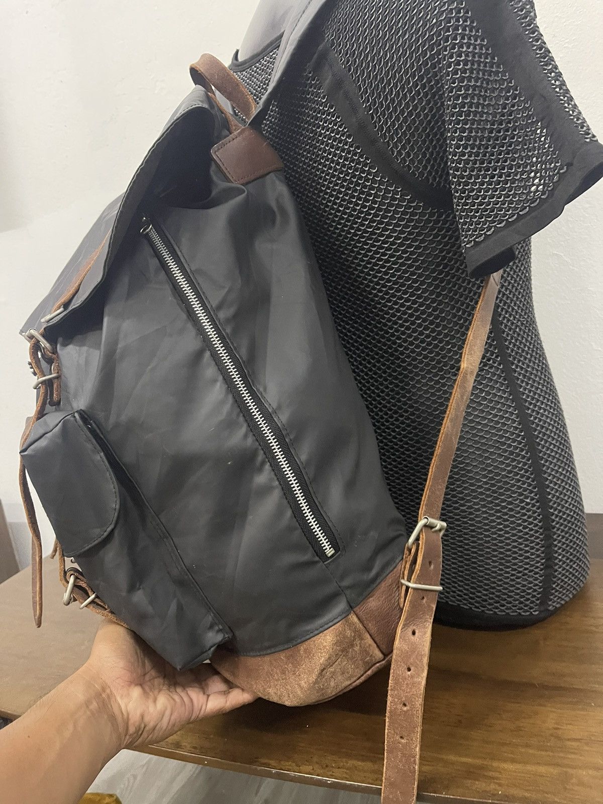 Union made ciaopanic Leather and tech nylon rucksack pack