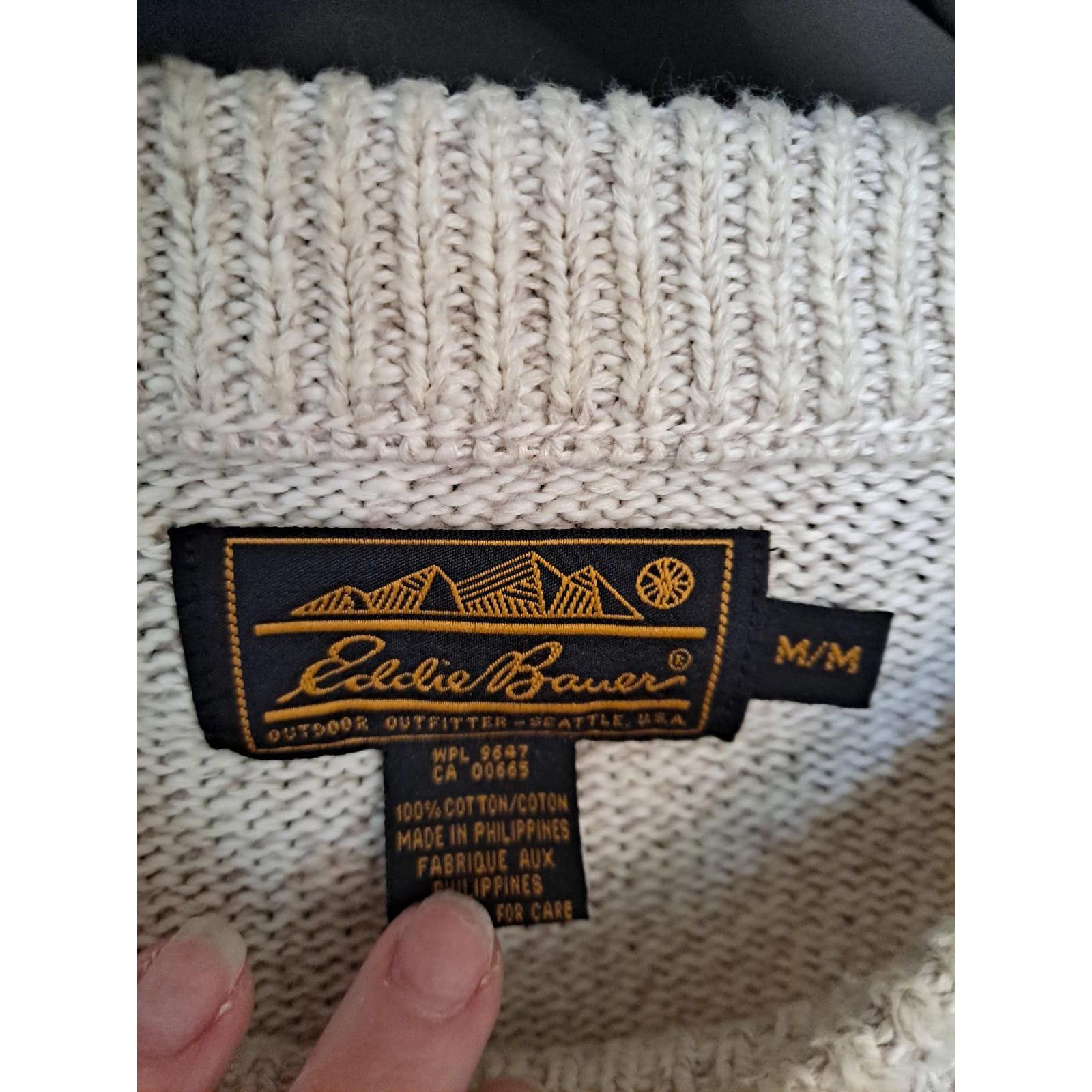 Eddie Bauer Eddie Bauer White Marled Crew Neck Sweater Size Medium Size US M / EU 48-50 / 2 - 2 Thumbnail