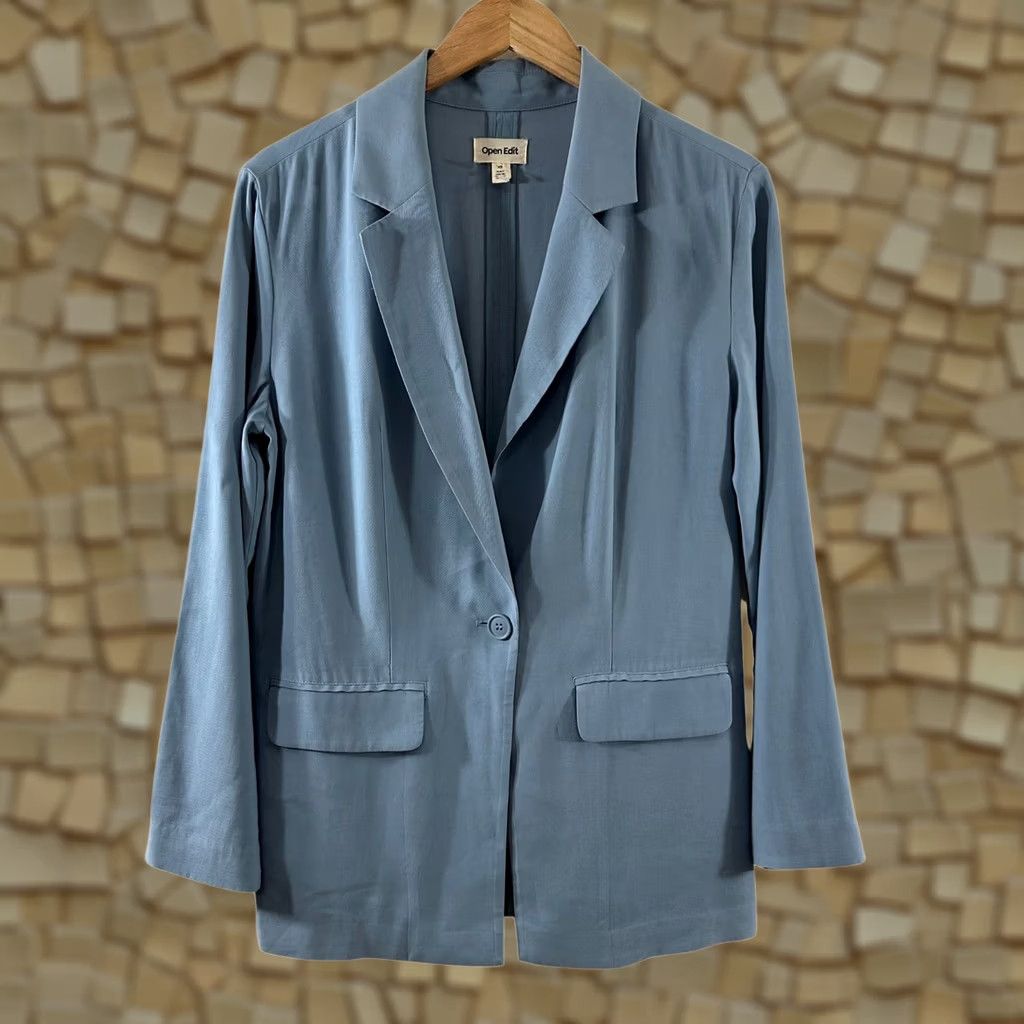 Vintage Open Edit Dusty Blue Single Button The Icon Relaxed Blazer Size XS / US 0-2 / IT 36-38 - 1 Thumbnail