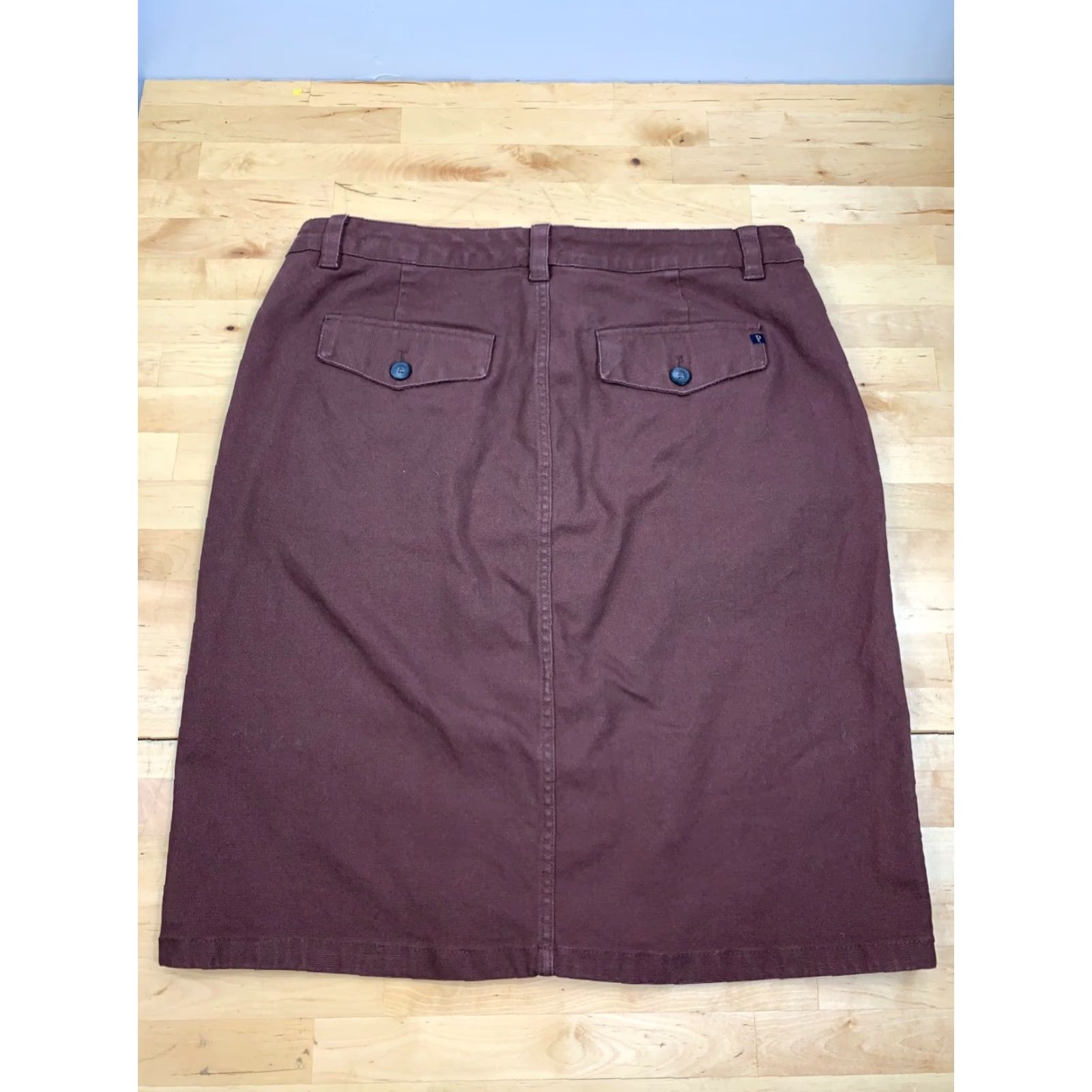 Pendleton Pendleton Pencil Skirt Brown Size 16 Casual Women Midi Solid Canvas Button Size 38" / US 16 / IT 52 - 2 Thumbnail