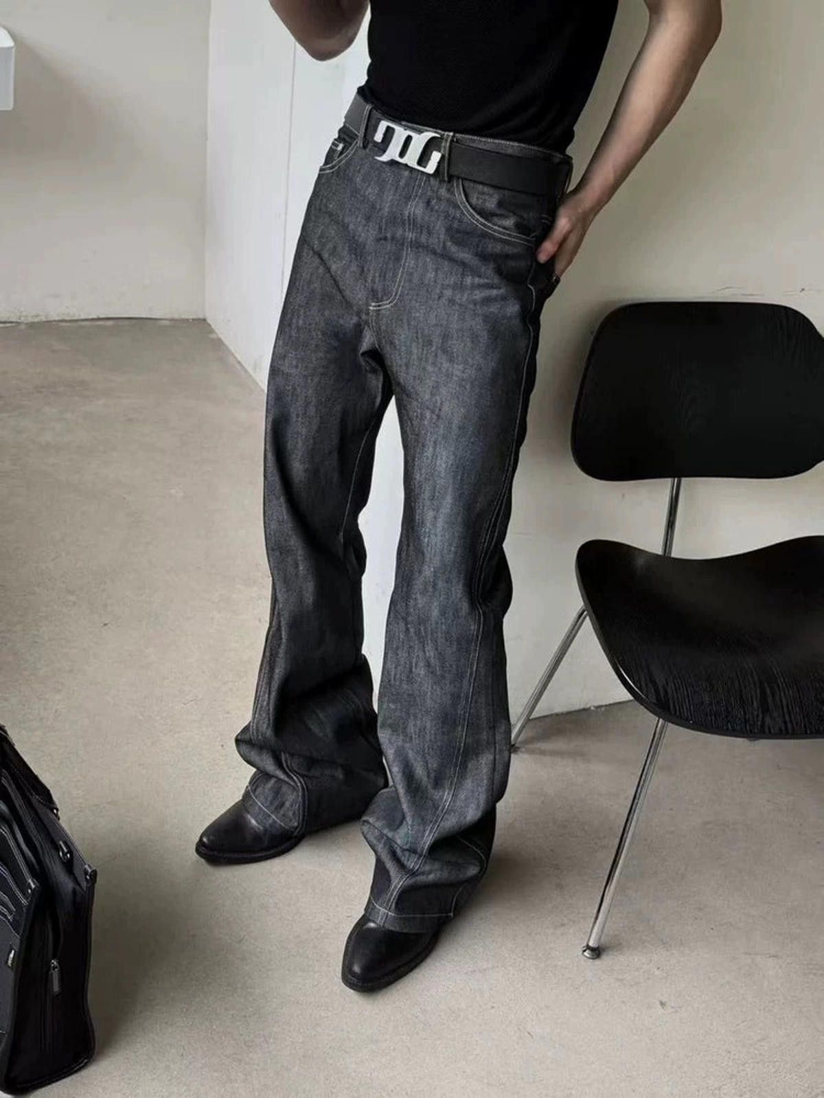 Vintage Wide Leg Raw Denim Jeans, Relaxed Fit Pants Size US 32 / EU 48 - 1 Thumbnail