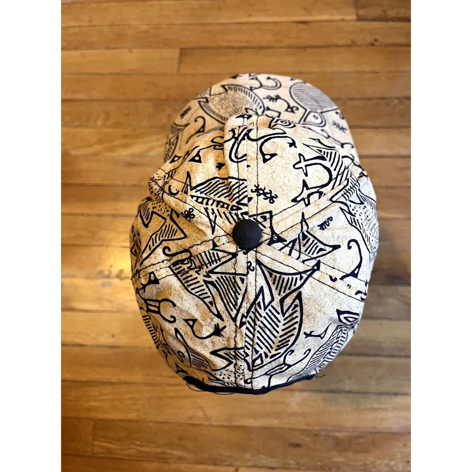 Vintage Tribal Bird Fish Glyph Snapback Hat Cap Beige 90s Size ONE SIZE - 5 Thumbnail