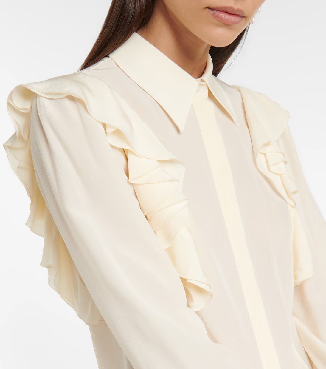 Chloe o1y0825 Silk Shirt in Cream Size M / US 6-8 / IT 42-44 - 2 Thumbnail