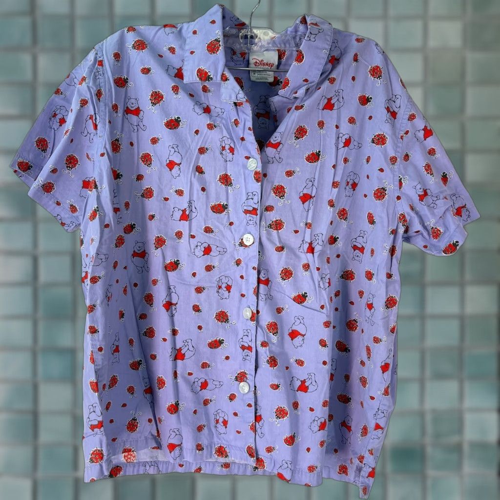 Disney Disney Purple Ladybug & Pooh Print Cotton Pajama Set Medium Womens Size 32" / US 10 / IT 46 - 1 Thumbnail
