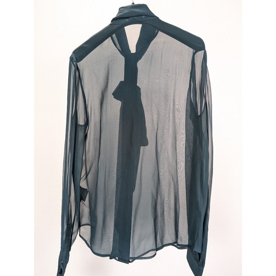 Saint Laurent Paris o1rshd1 Crepee De Soie Blouse in Canard Size M / US 6-8 / IT 42-44 - 9 Thumbnail