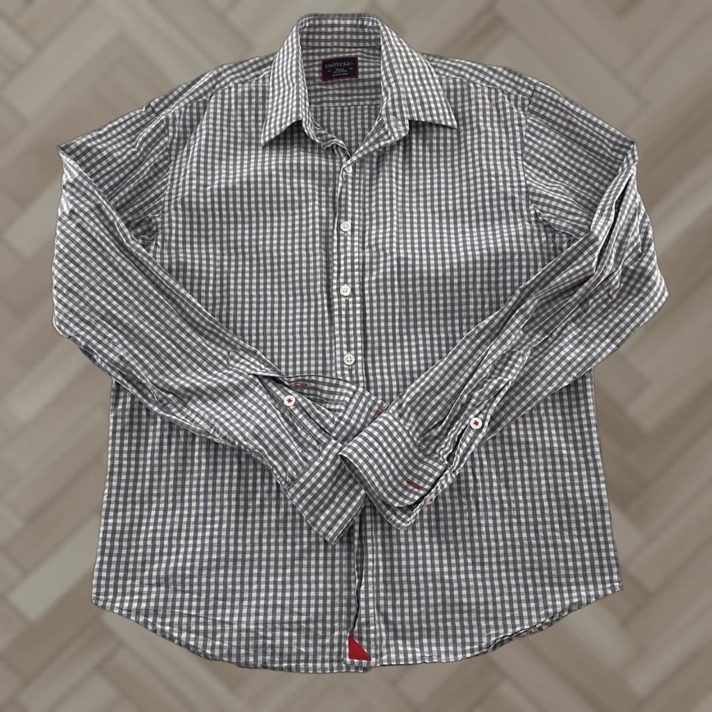 UNTUCKit UNTUCKit Plaid Long Sleeve Cotton Button Front Shirt Men’s Small Gray Purple Size US S / EU 44-46 / 1 - 1 Thumbnail