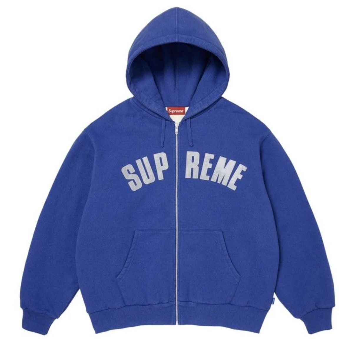 Supreme Supreme Navy Arch Logo Spell Out Thermal Zip Hoodie M