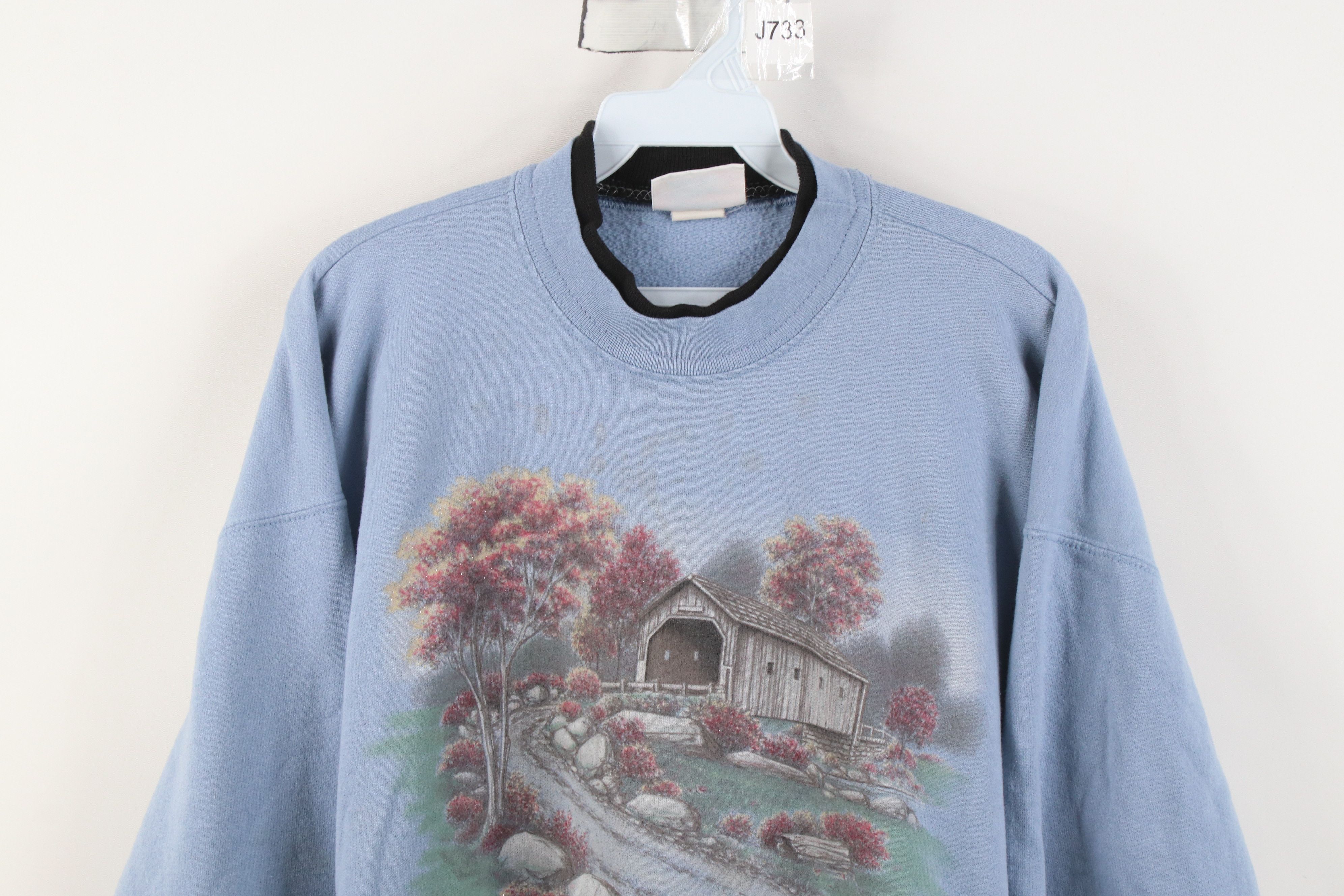 Vintage Vintage 90s Streetwear Road Nature Layered Sweatshirt Blue Size XL / US 12-14 / IT 48-50 - 2 Thumbnail
