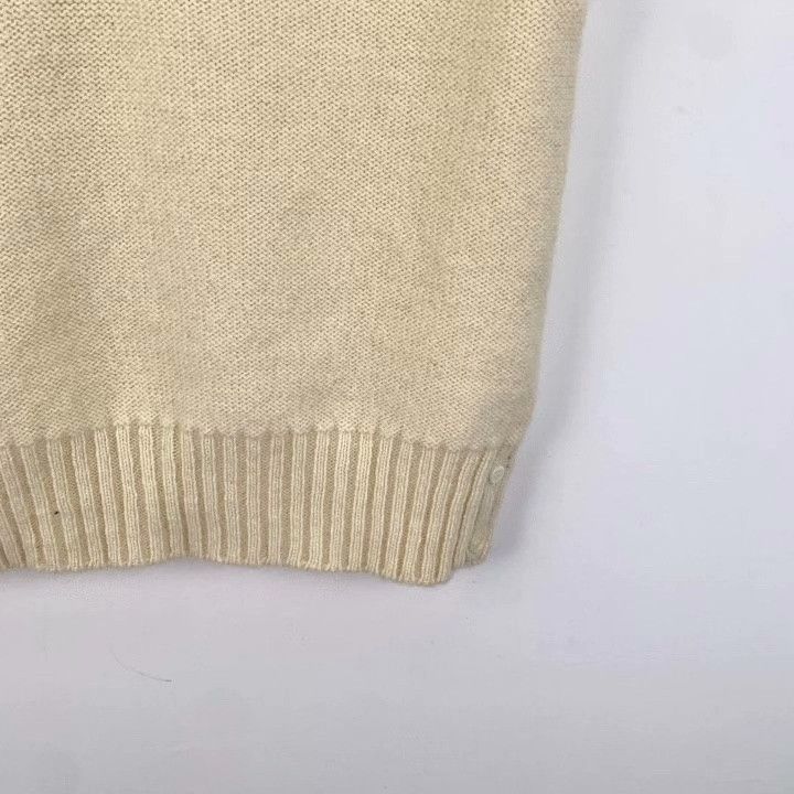 Thom Browne THOM BROWNE Beige Striped Wool V-Neck Sleeveless Knit Vest Size US M / EU 48-50 / 2 - 4 Thumbnail