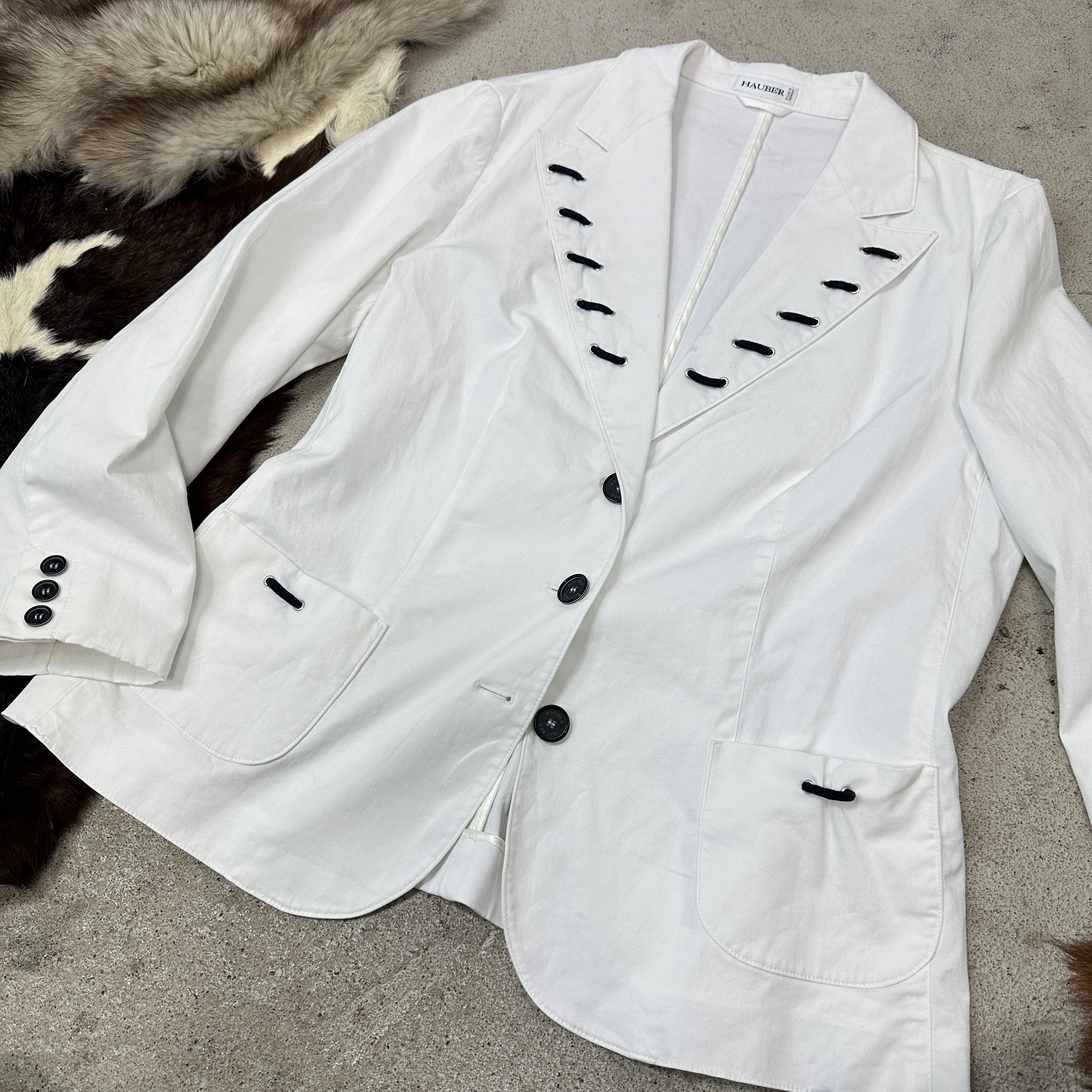Vintage Vintage Avant-Garde White Contrast Stitch Blazer Y2K Size XL / US 12-14 / IT 48-50 - 5 Thumbnail