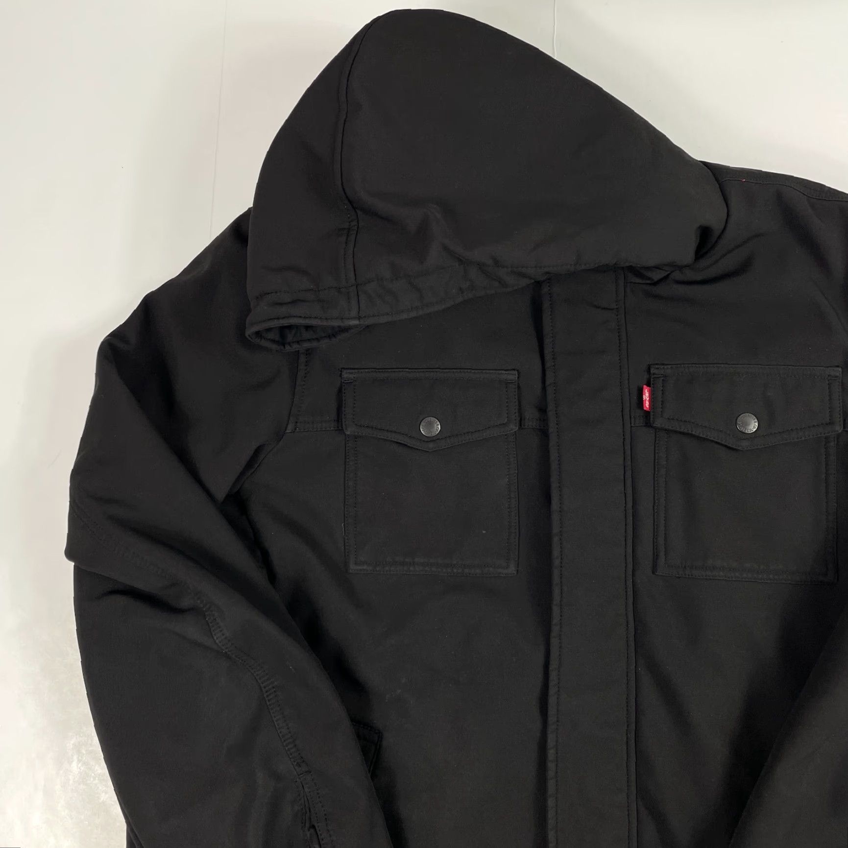 Levi's VINTAGE Levi's Jacket Mens Large Black Sherpa Lined Hooded Softshell Hiking Work Wear Size US L / EU 52-54 / 3 - 2 Thumbnail