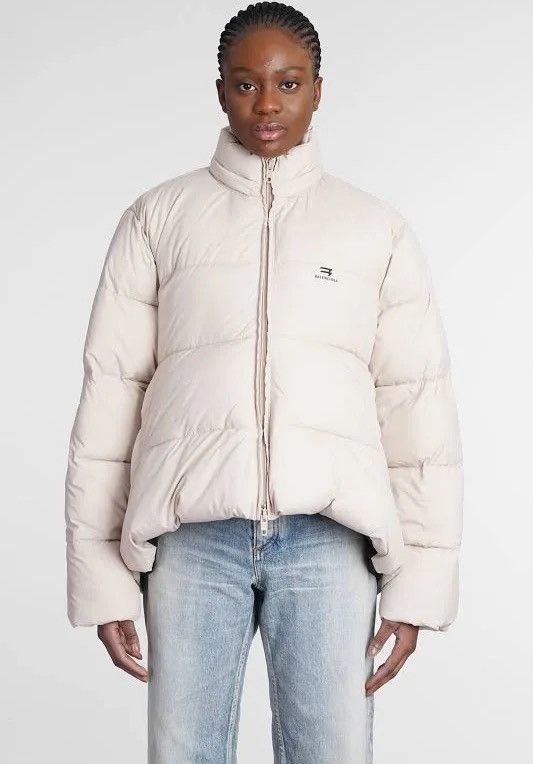 image of Balenciaga Down Puffer Jacket in Beige, Women's (Size XS)