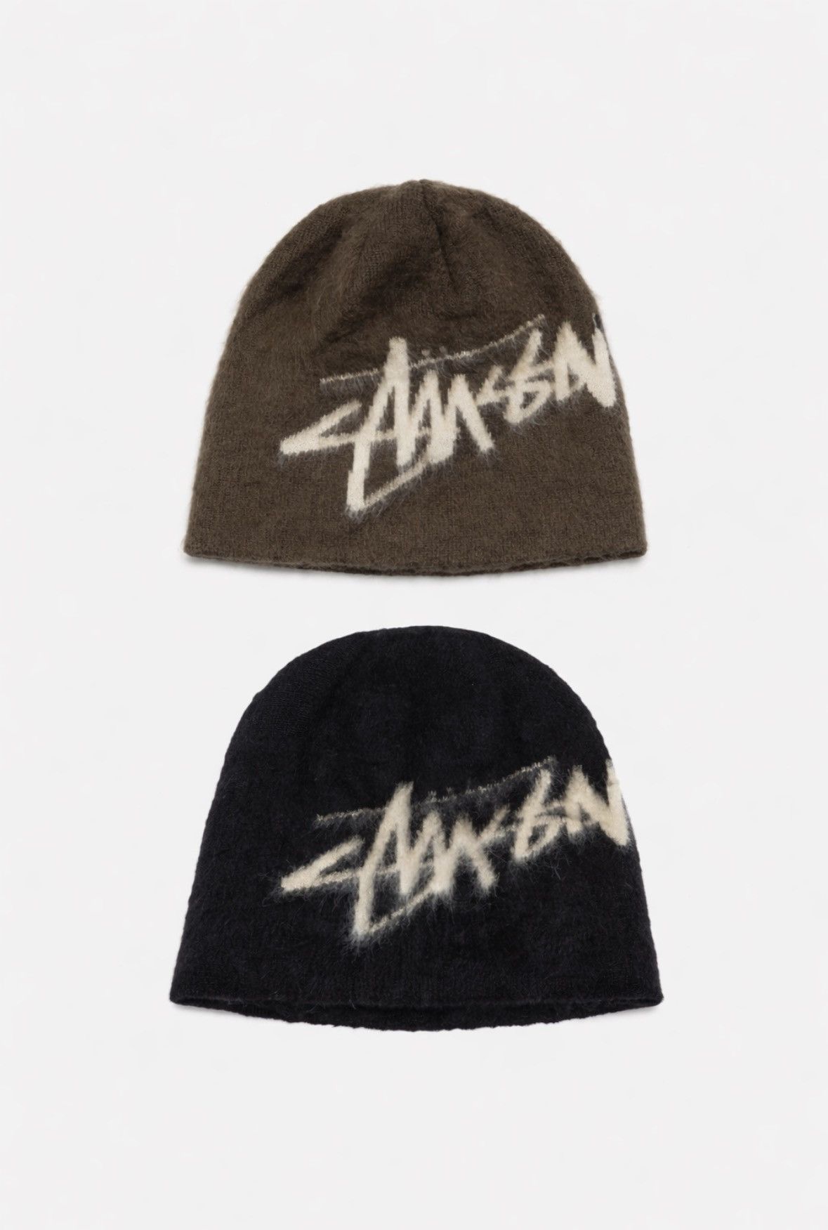 Stussy Brushed Out Logo Skullcap beanie bundle