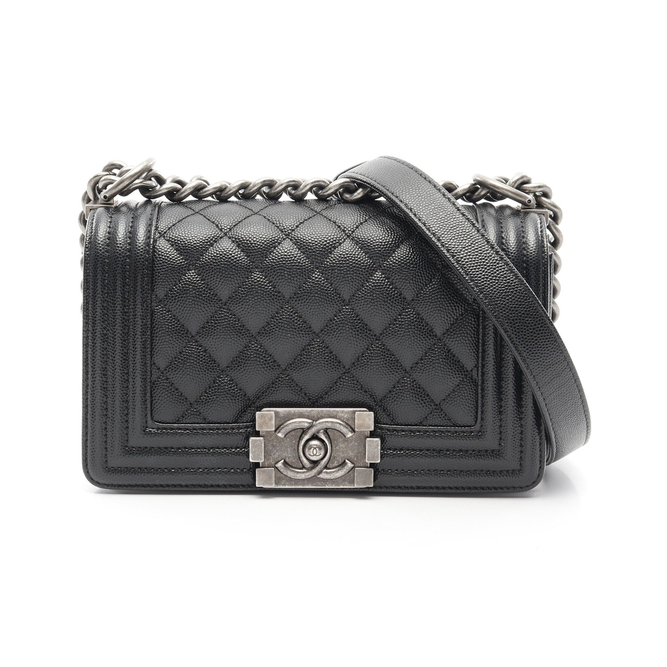 Chanel Chanel Boy Chanel Small Chain Shoulder Bag Caviar Skin Black Antique Silver Hardware Size ONE SIZE - 1 Thumbnail