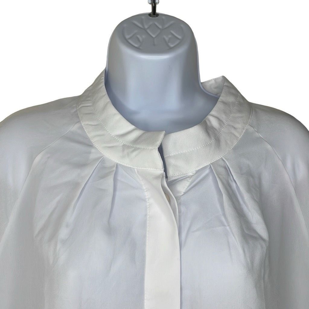 Alpha Studio Alpha Studio Womens M/L Button Front Blouse White Sheer Long Size L / US 10 / IT 46 - 3 Thumbnail