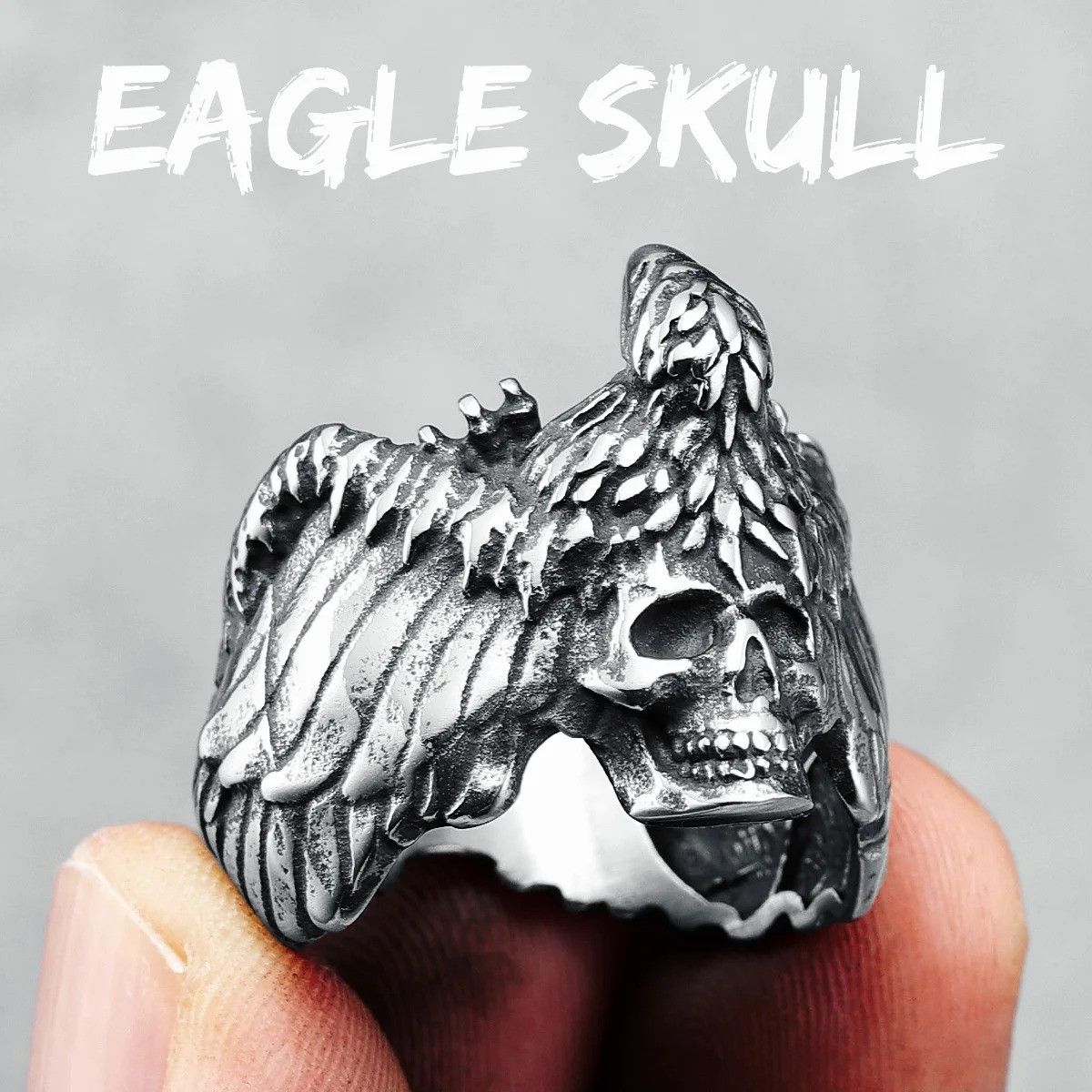 Jewelry Gothic Skull Wing Ring Streetwear Jewelry Fashion Gift Size ONE SIZE - 7 Thumbnail
