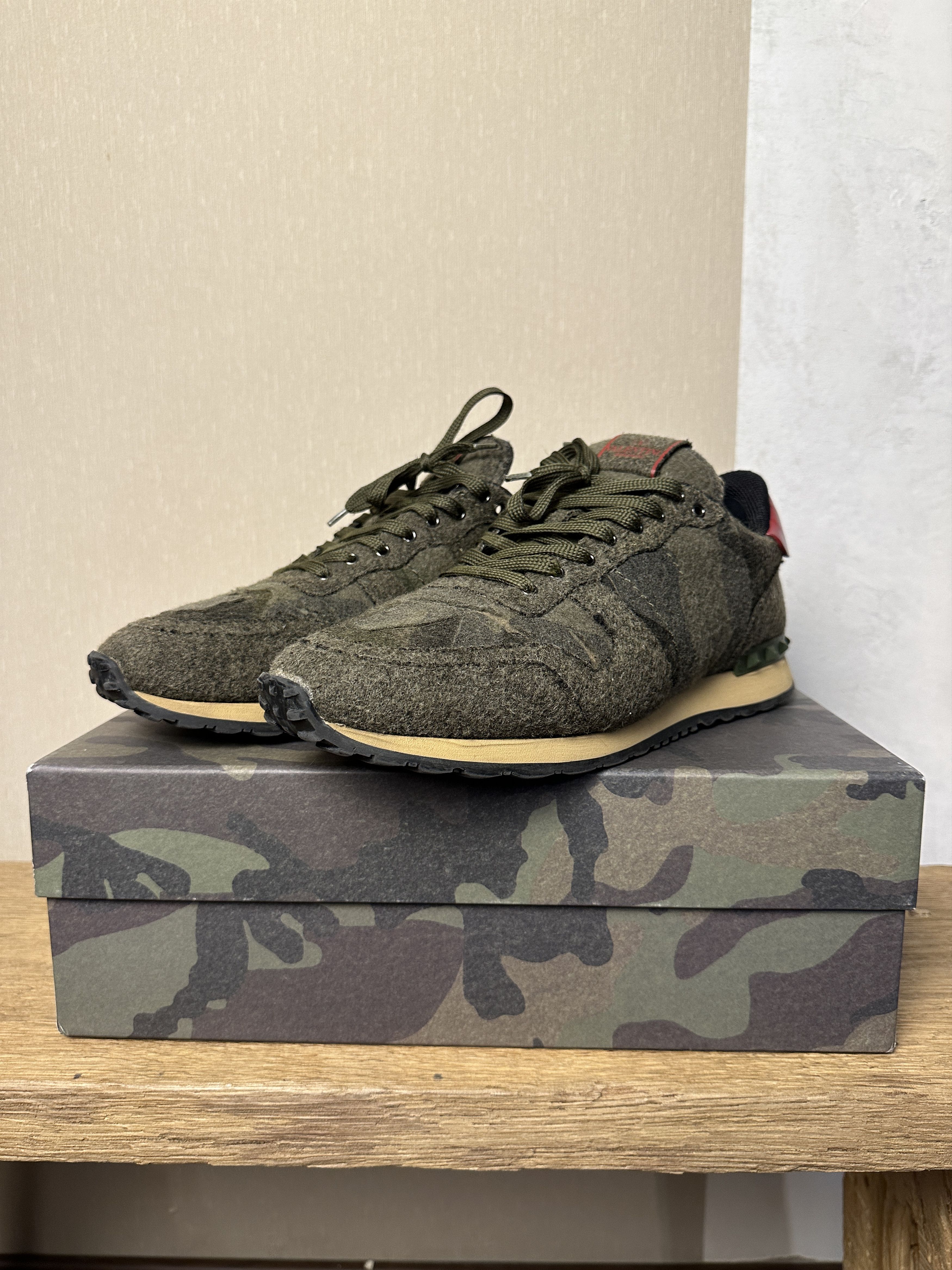 Valentino VALENTINO Rockrunner Felt Camo Trainer Sneaker Olive Size US 11 / EU 44 - 3 Thumbnail