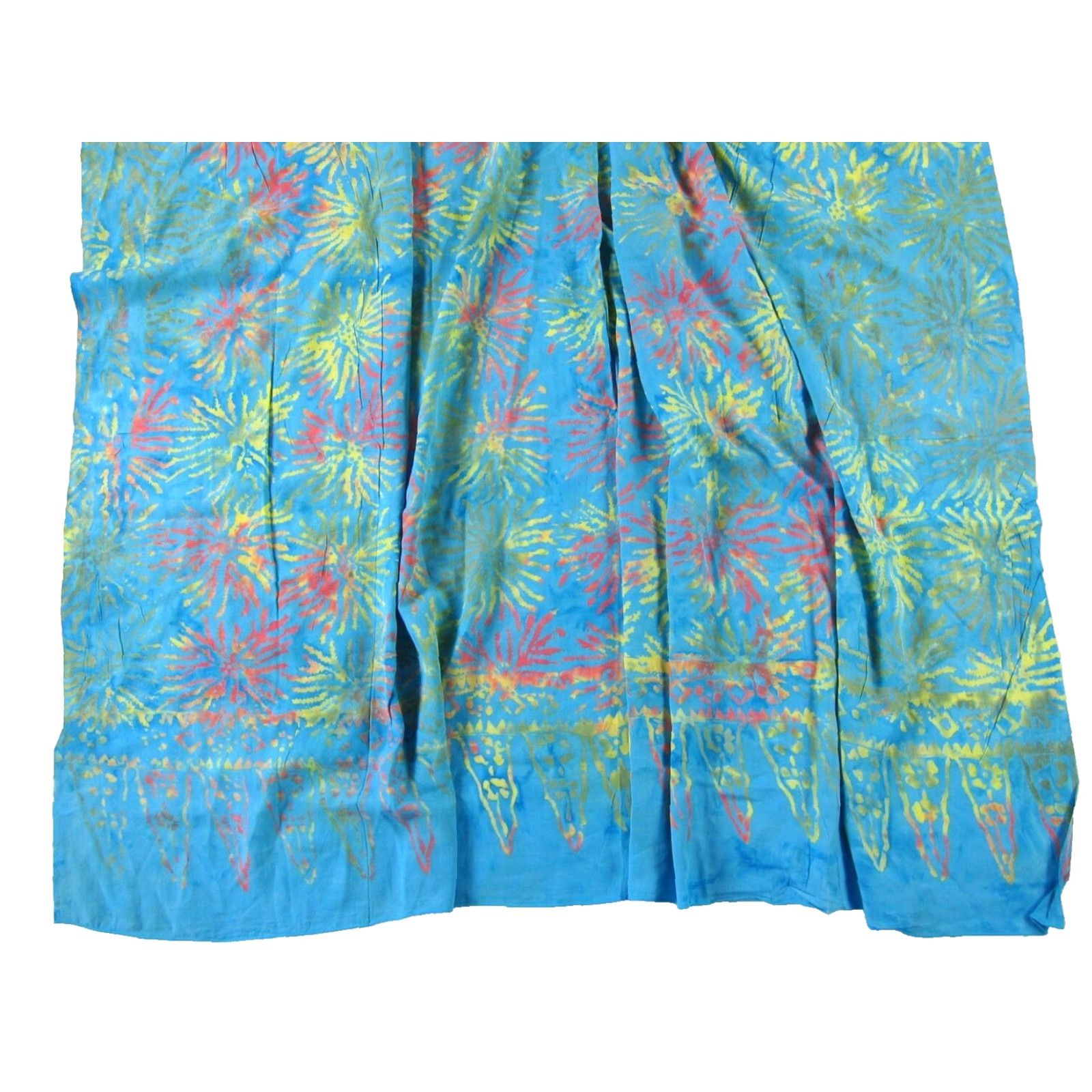 Vintage NWT Bergas 100% Rayon Blue Orange Yellow Sun Beach Wrap Sarong - Unisex Size ONE SIZE - 4 Thumbnail