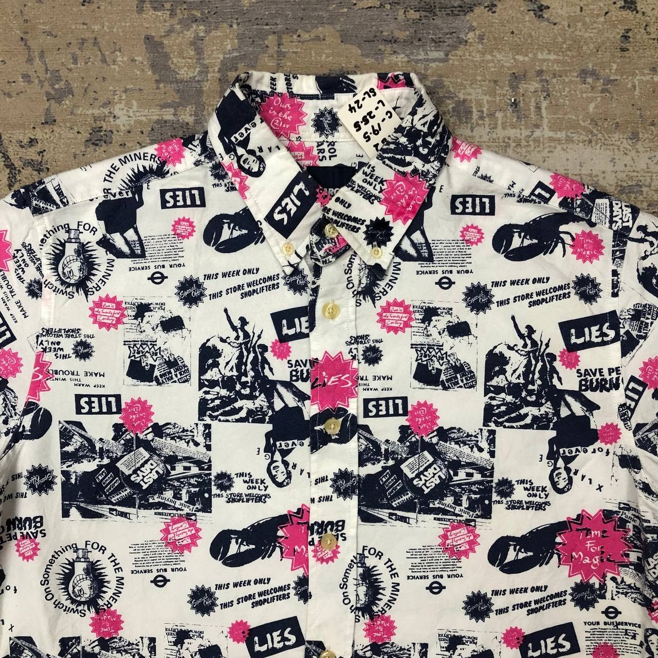 image of T182 Xlarge X Jamie Reid Punk Newspaper Shirts in Refer To Images, Men's (Size Small)