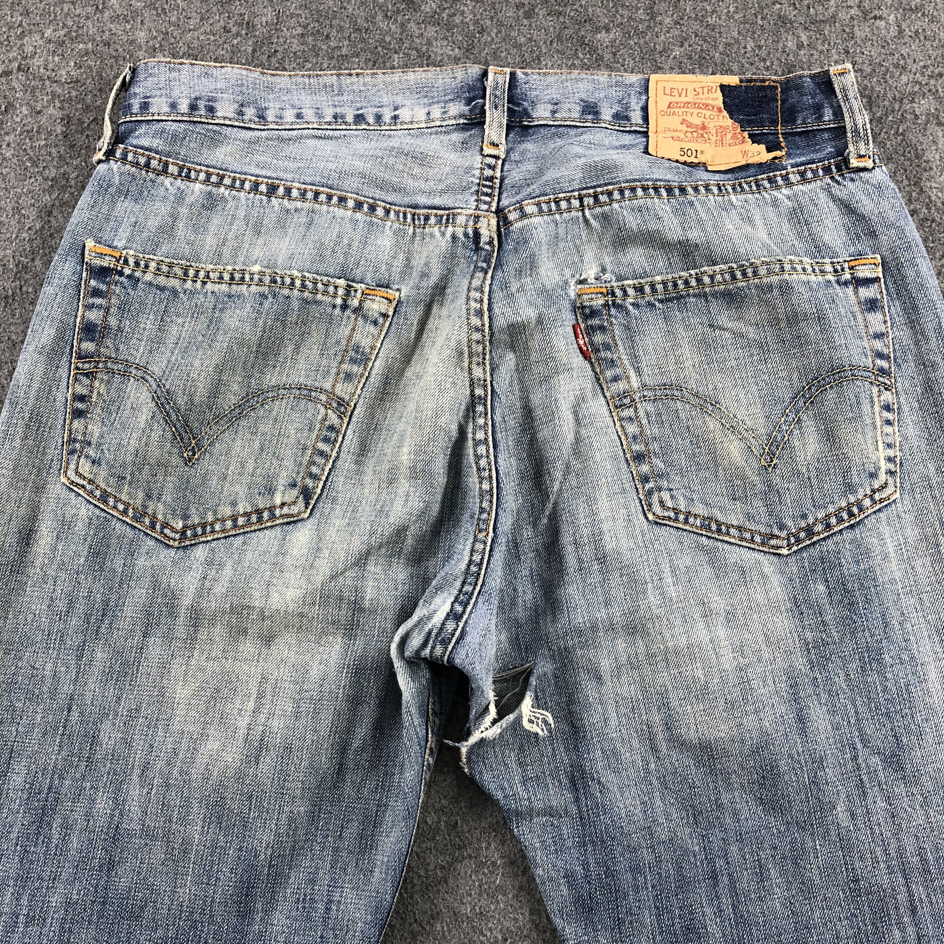 Levi's 90s Vintage Distress Levis 501 Jeans-J1419 Size US 34 / EU 50 - 4 Thumbnail