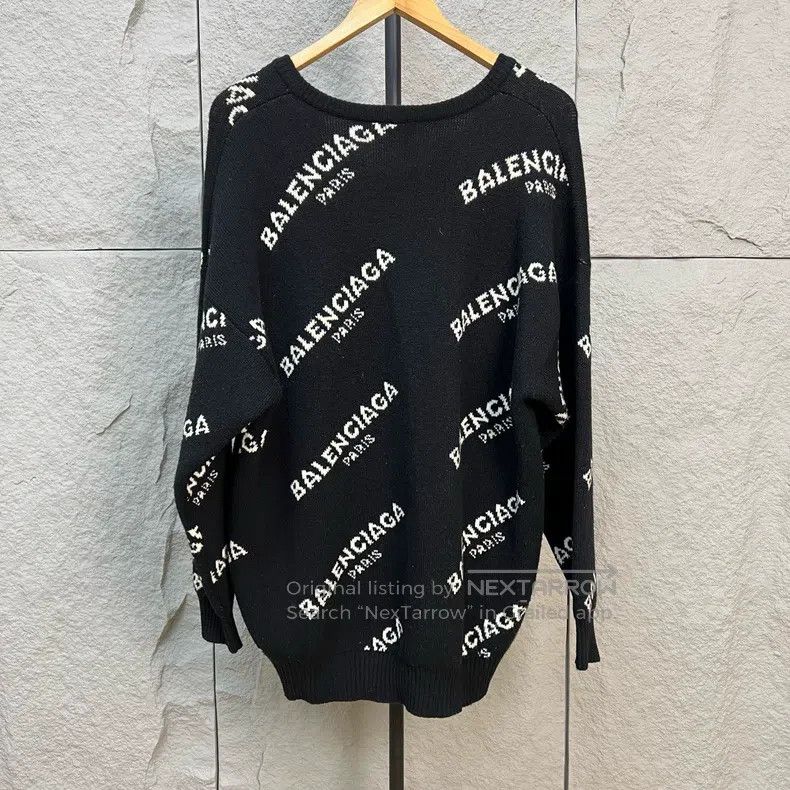 Balenciaga Balenciaga Black Barrage All-over V-neck Sweater Size XXS / US 00 / IT 34 - 2 Thumbnail