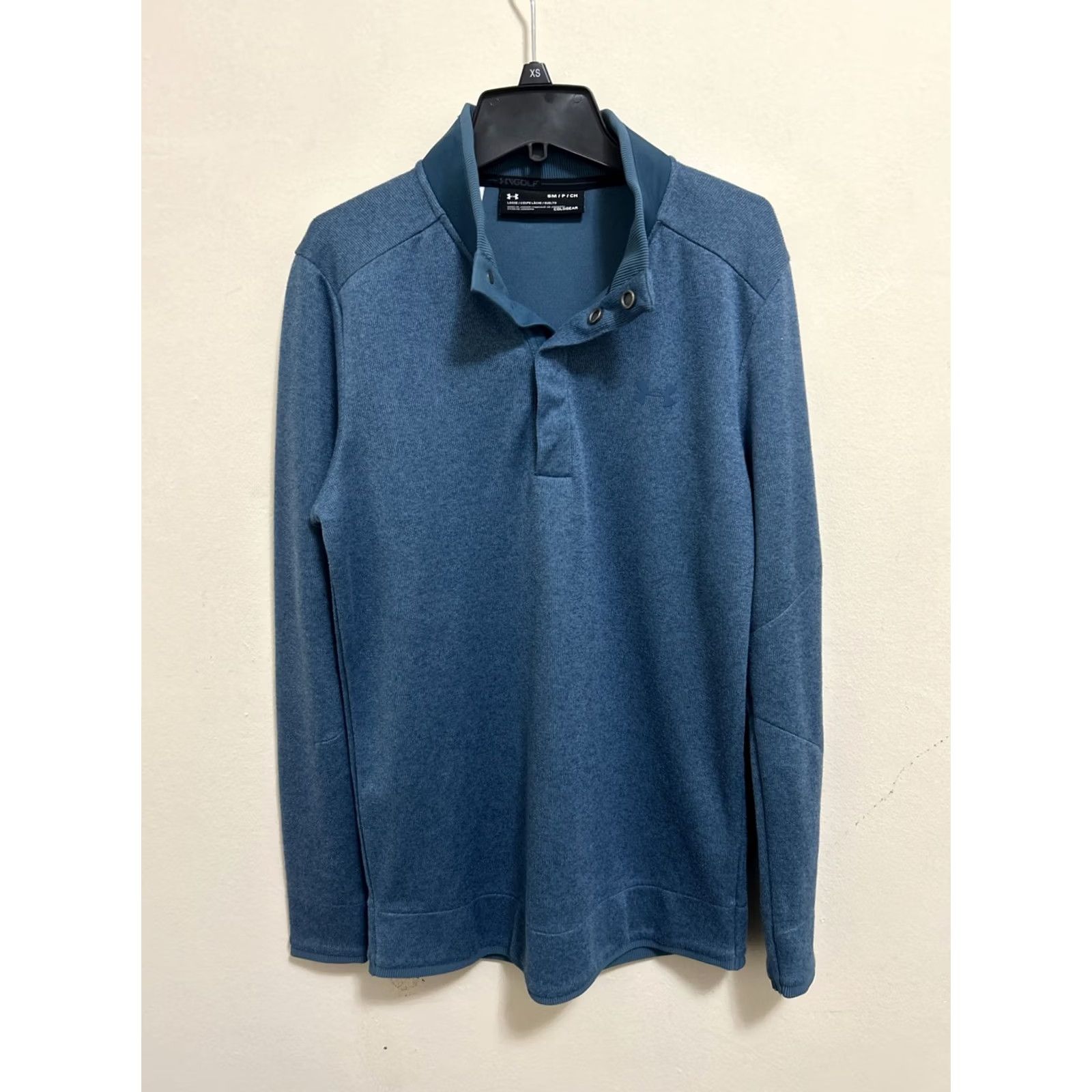 Under Armour Under Armour Coldgear Golf Mens Shirt S Henley Pullover Blue sweatshirt polo pullover with snap logo Embroidered Size US S / EU 44-46 / 1 - 2 Thumbnail