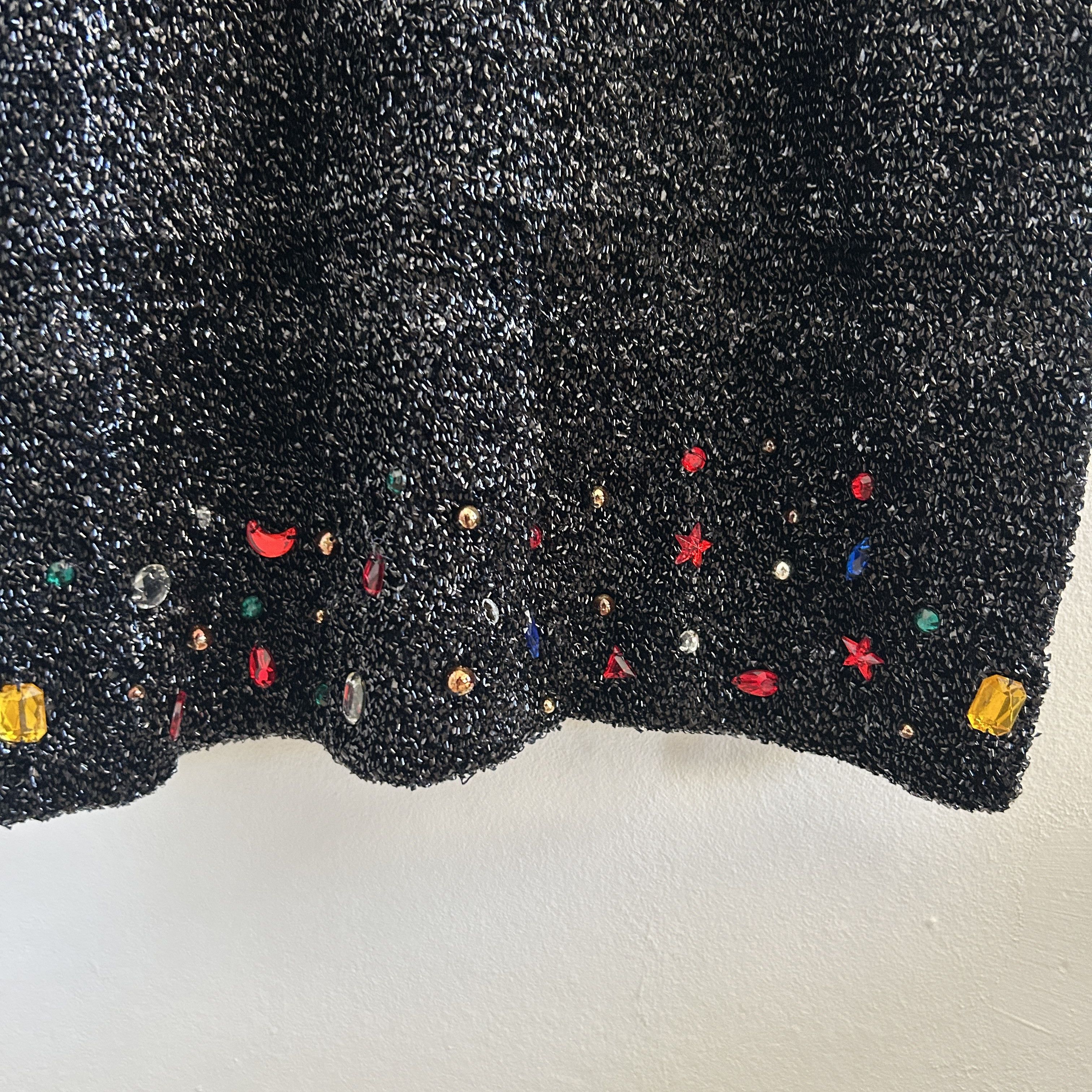 Vintage Vintage 80s Jeweled Black Lurex Mini Dress Size S / US 4 / IT 40 - 13 Thumbnail