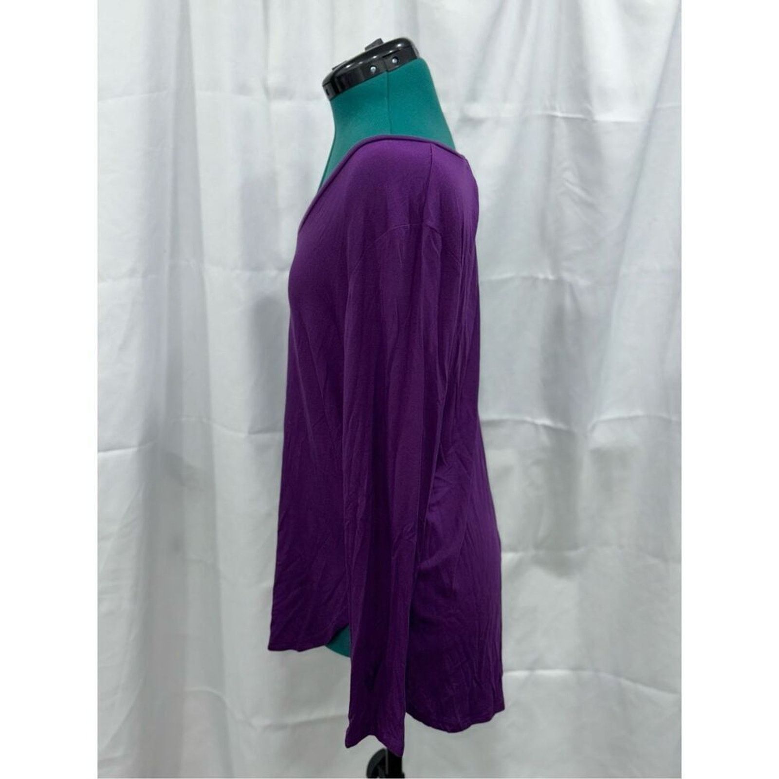 Other Halogen Purple V-Neck Long Sleeve T-Shirt | Sz L Size L / US 10 / IT 46 - 3 Thumbnail
