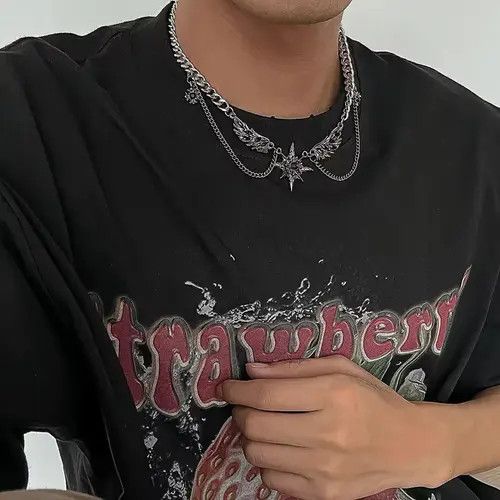 Jewelry 387Hip Hop Geometric Octagonal Star Wing Pendant Choker Size ONE SIZE - 4 Thumbnail