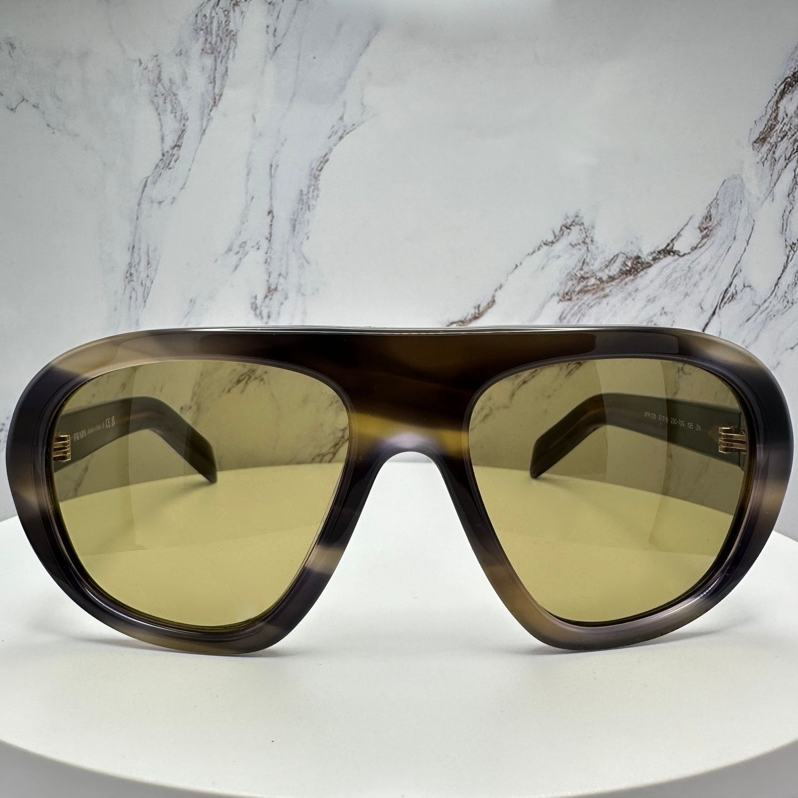 Prada New PRADA Sunglasses Brown Striped Laguna Aviator Shield Size ONE SIZE - 2 Thumbnail