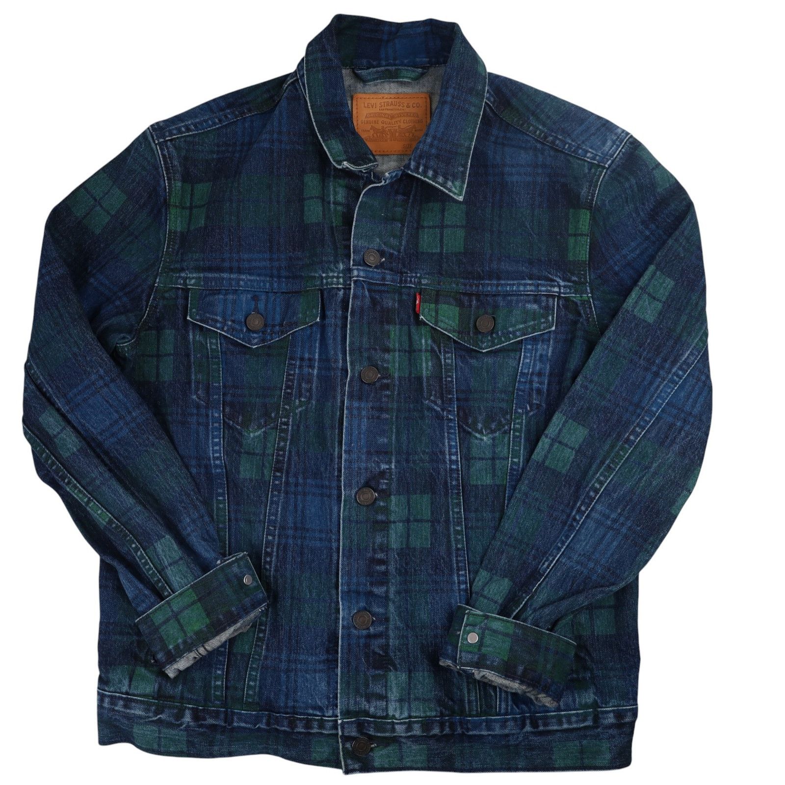 Levi's SAMPLE Levis Painted Plaid Denim Jacket Size US M / EU 48-50 / 2 - 1 Thumbnail