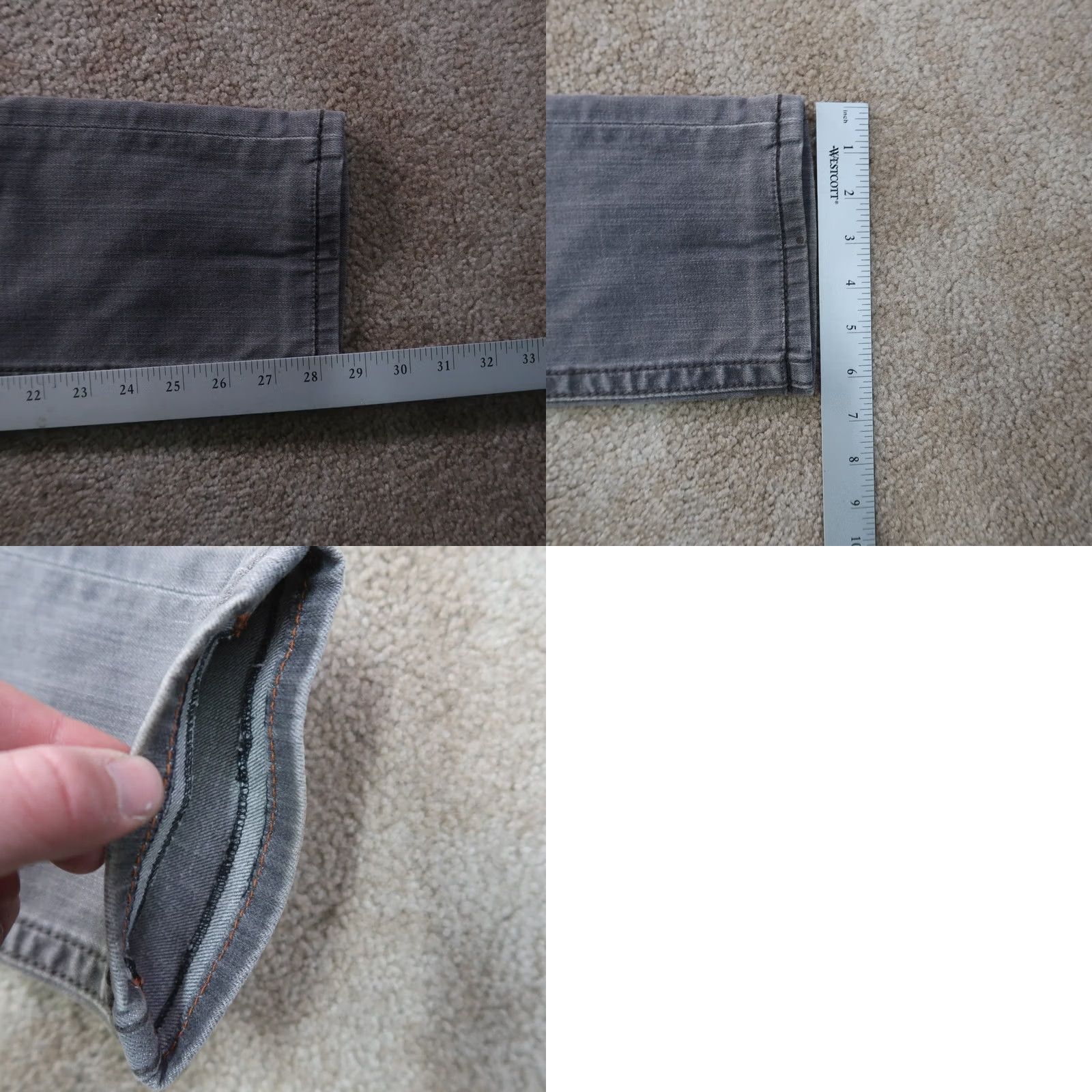 Vintage Rock Revival Celine Straight Jeans Womens 25 Gray Denim Stretch Regular 5-Pocket Leather Logo Men? Size 42" / US 20 - 9 Thumbnail