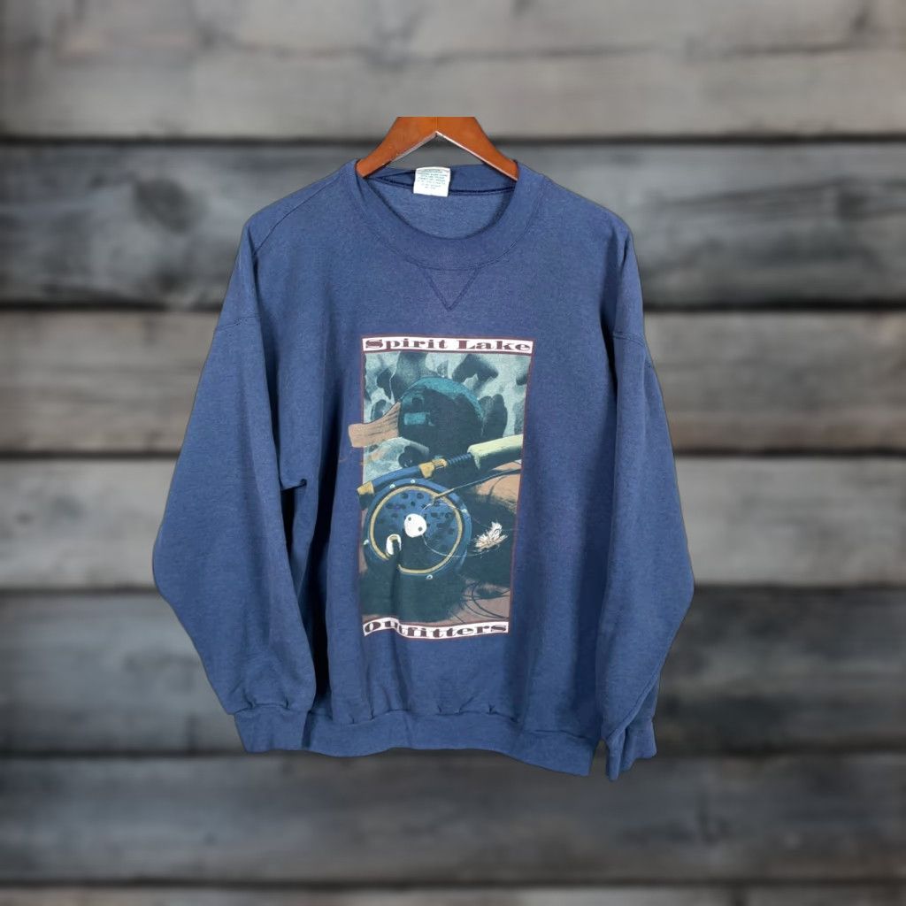 ESPIRIT VINTAGE Spirit Lake Outfitters Sweatshirt Men XL Blue Mallard Print (2XL Tag) Size US XL / EU 56 / 4 - 1 Thumbnail