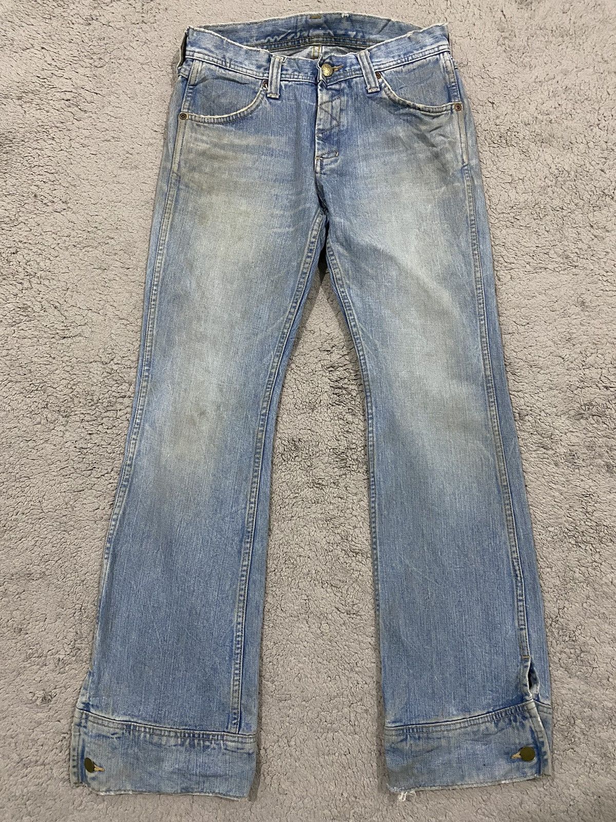 Lee Lee Riders Flare Button Vintage Size US 29 - 2 Thumbnail