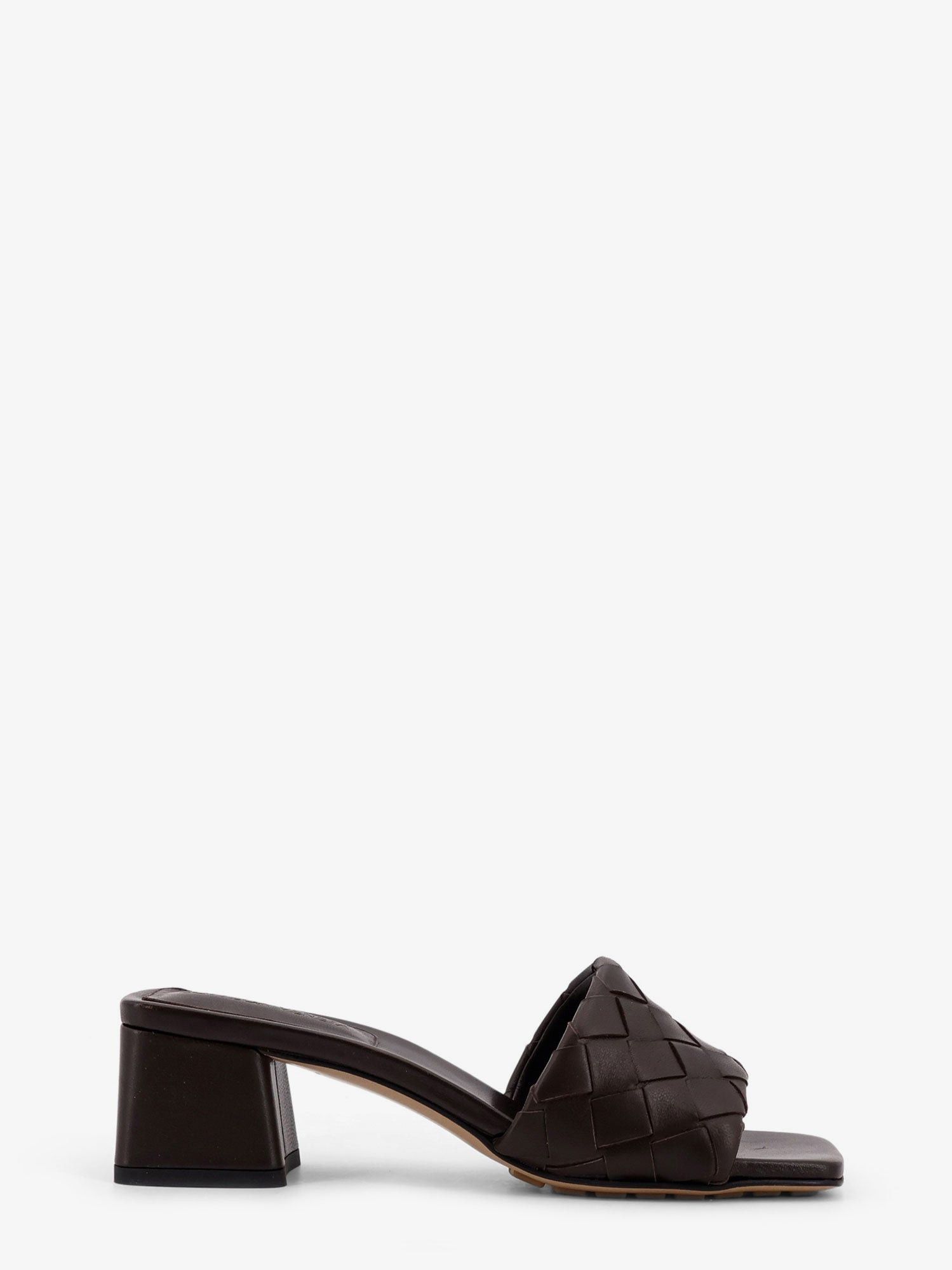 Bottega Veneta Leather Heel Shoes Sandals With Intrecciato Motif It 37.5, Women's