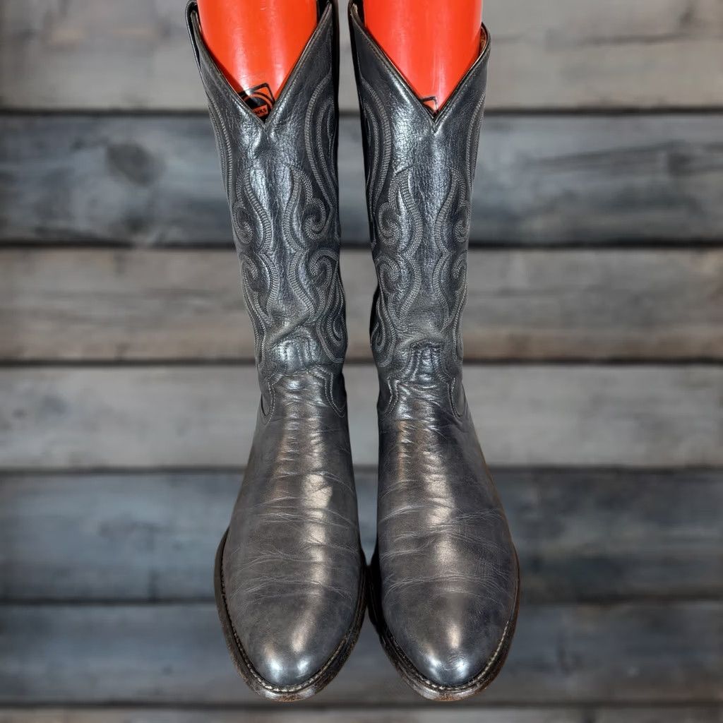Tony Lama Tony Lama Cowboy Boots Gray Wash Goat Leather Style 6433